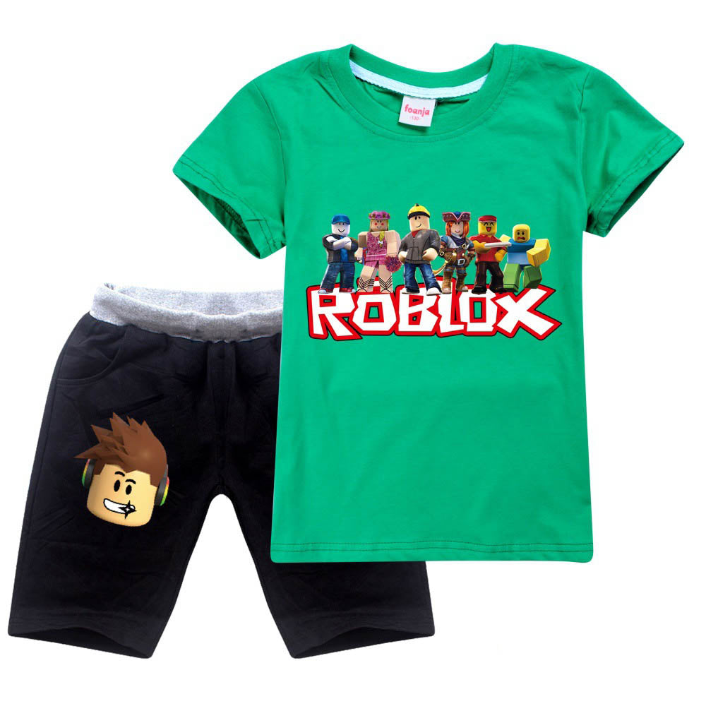 Roblox Kids 2 Pieces Sweatsuit Summer T Shirt And Shorts Cotton Suit Sgoodgoods - roblox children t shirt short pants outfit kids boys girls summer fashion casual set wish