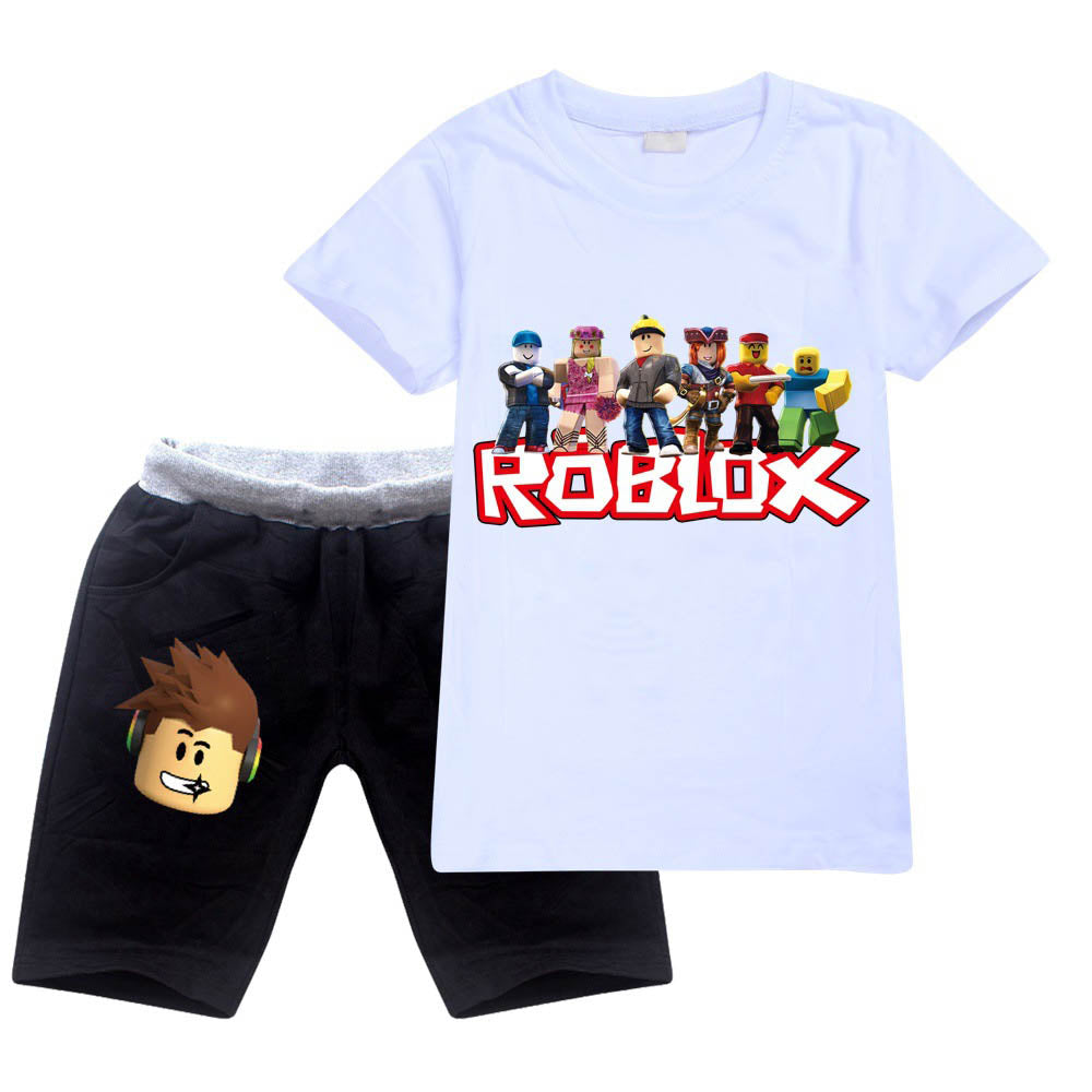 Roblox Kids 2 Pieces Sweatsuit Summer T Shirt And Shorts Cotton Suit Sgoodgoods - blue roblox tie t shirt