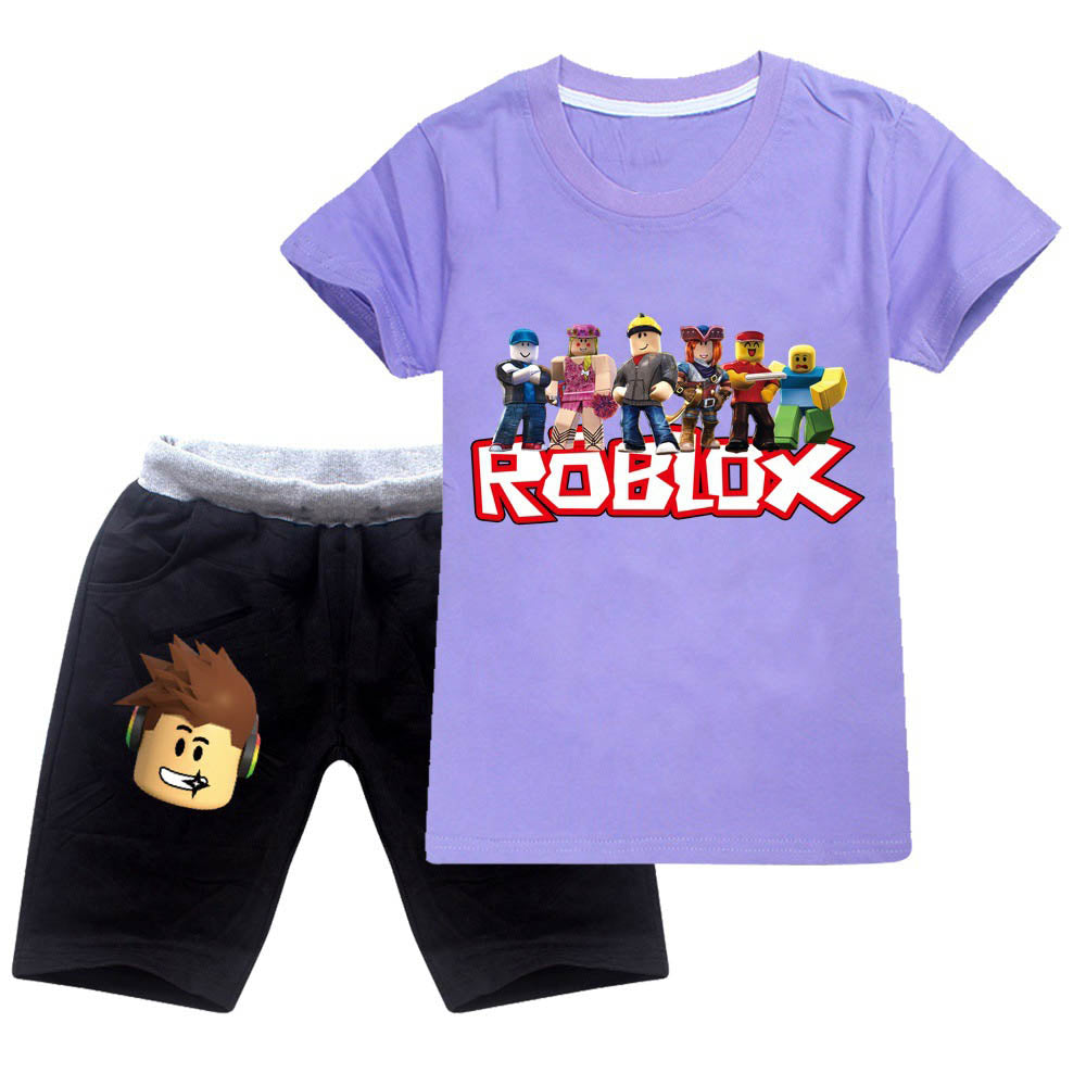 Roblox Kids 2 Pieces Sweatsuit Summer T Shirt And Shorts Cotton Suit Sgoodgoods - purple 2 tank top roblox