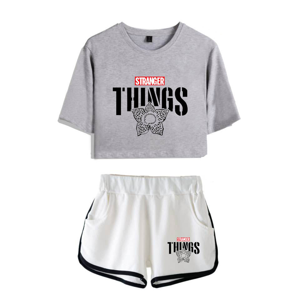 Stranger Things Demogorgon Print Crop Top And Shorts Set Girls Women S Sgoodgoods - demogorgon roblox shirt