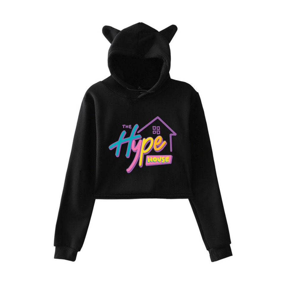 The Hype House Girls Crop Top Hoodie Sgoodgoods - faze white logo crewneck design roblox