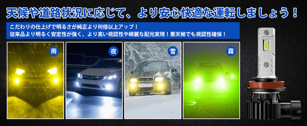 h8 フォグランプ led  イェロー 車検対応 DC12V 車用LEDバルブ