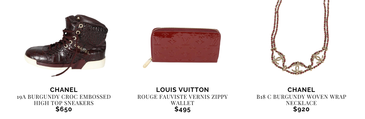 Burgundy red luxury accessories