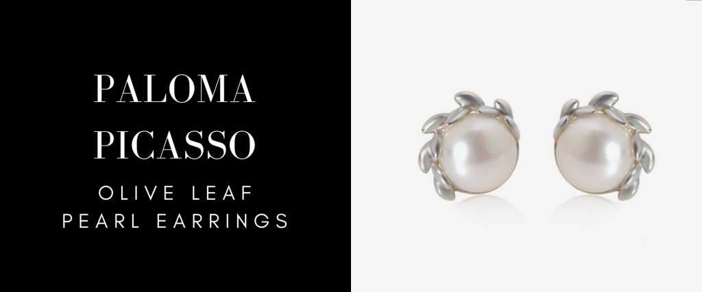 Paloma Picasso Olive Leaf Pearl Earrings