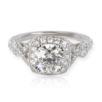 Gabriel & Co. Halo Diamond Engagement Ring in 14K White Gold GIA G SI2 1.5 CTW
