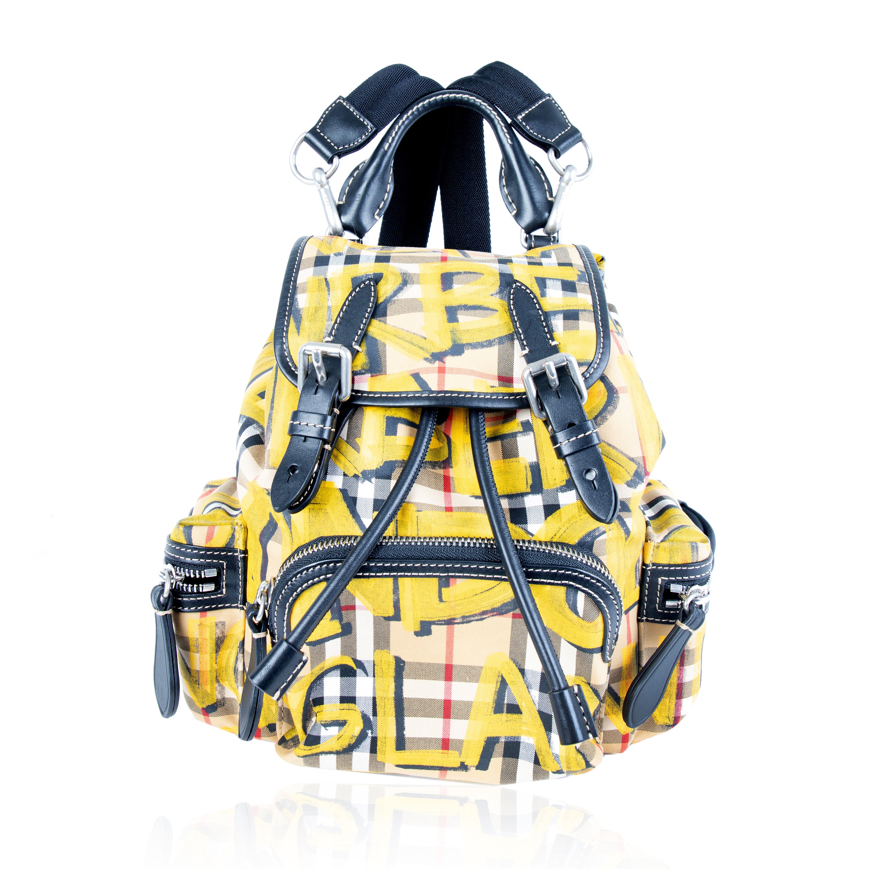 Burberry Yellow Check-Print Graffiti Small Rucksack – myGemma