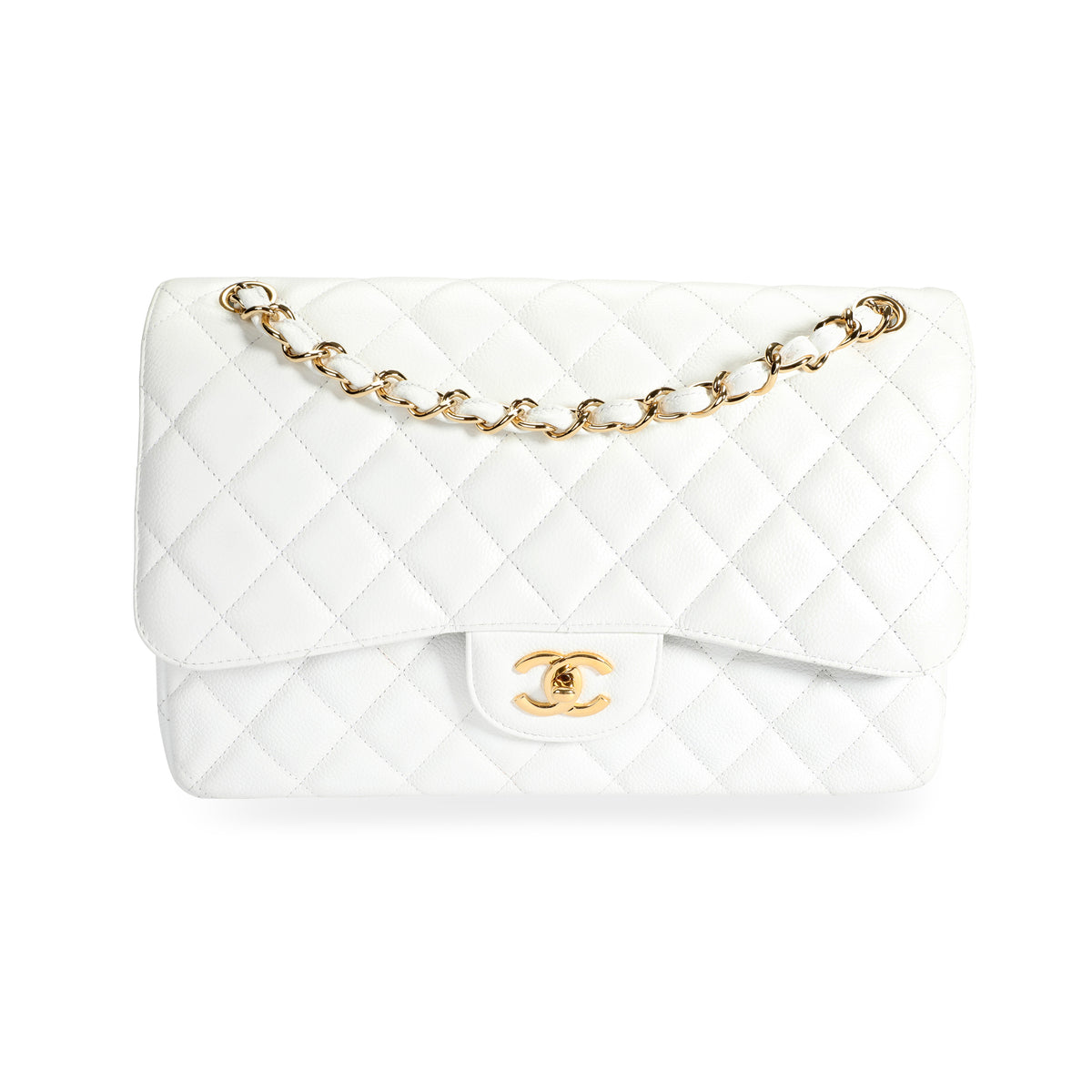 Chanel Quilted Classic Jumbo Double Flap Bag in White Caviar with  Silver-Tone Metal Hardware - Bags - Kabinet Privé