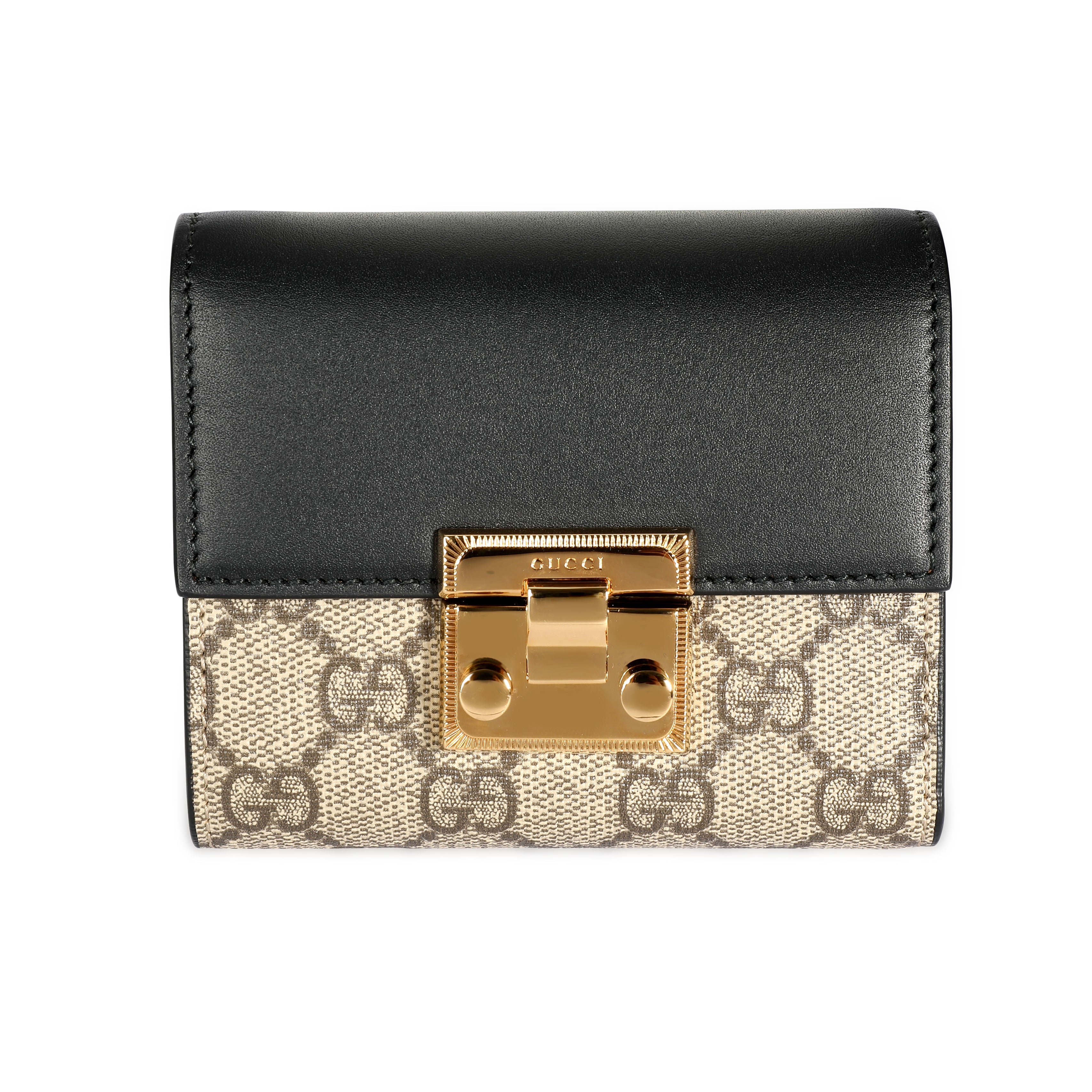 Udråbstegn Kom op Opgive Gucci GG Supreme & Black Leather Padlock Wallet by WP Diamonds – myGemma|  Item #108508