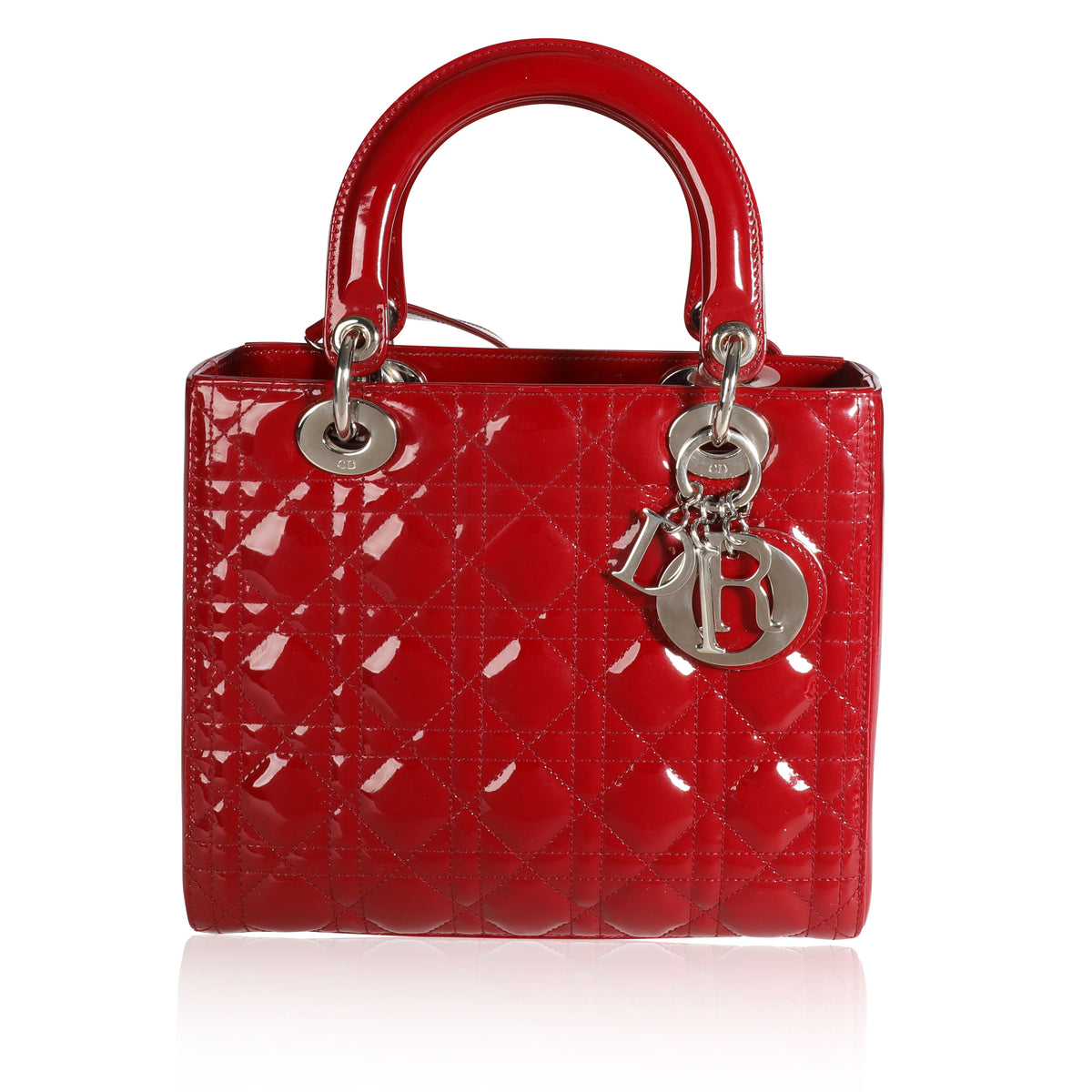 Dior Red Cannage Quilted Patent Leather Medium Lady Dior Bag by WP ...