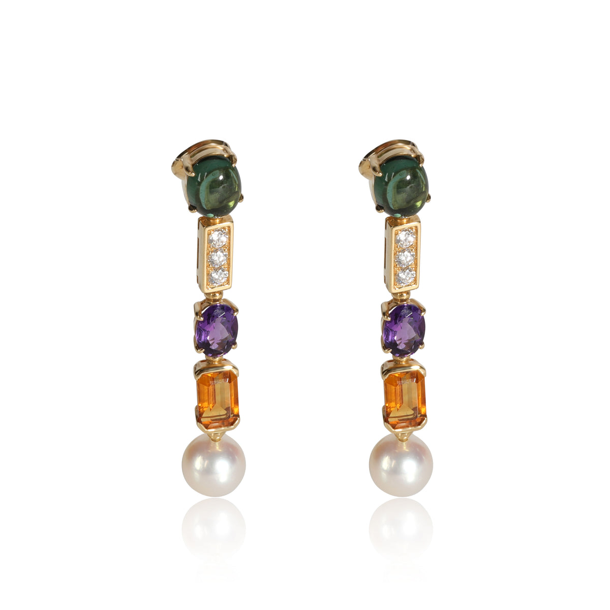 Bulgari Allegra Diamond & Gemstone Drop Earrings in 18KT Yellow Gold   CTW by WP Diamonds – myGemma| Item #109981