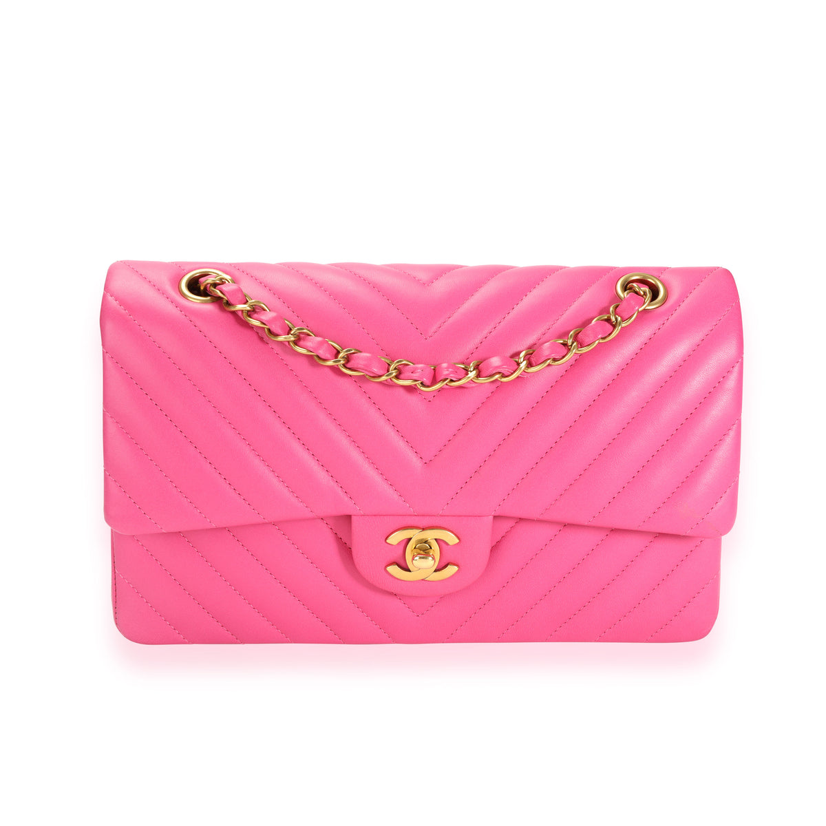 Chanel Hot Pink Lambskin Chevron Quilted Medium Classic Double Flap Bag by  WP Diamonds – myGemma| Item #110055
