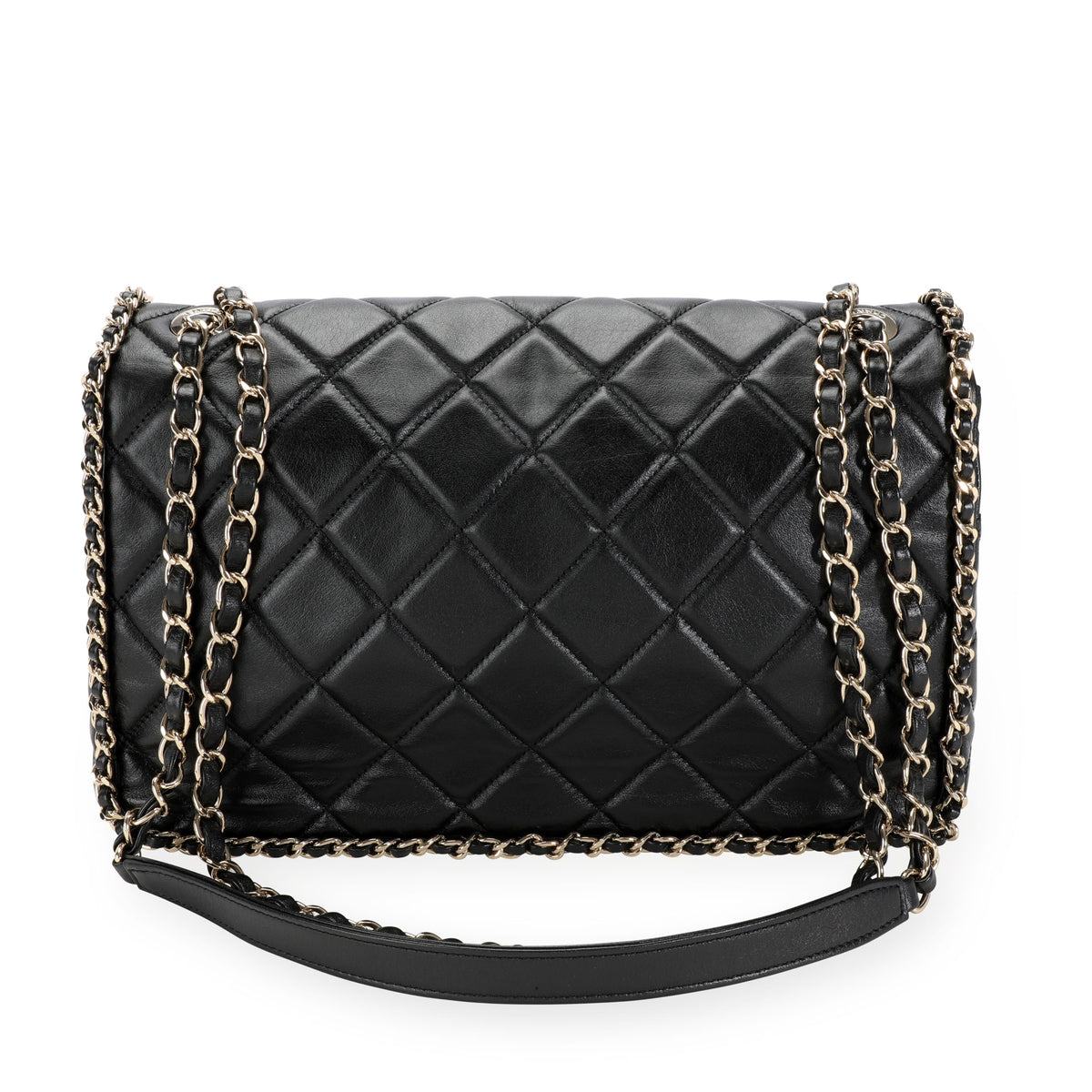 CHANEL Lambskin Quilted Running Chain Wallet On Chain WOC Black 636353   FASHIONPHILE
