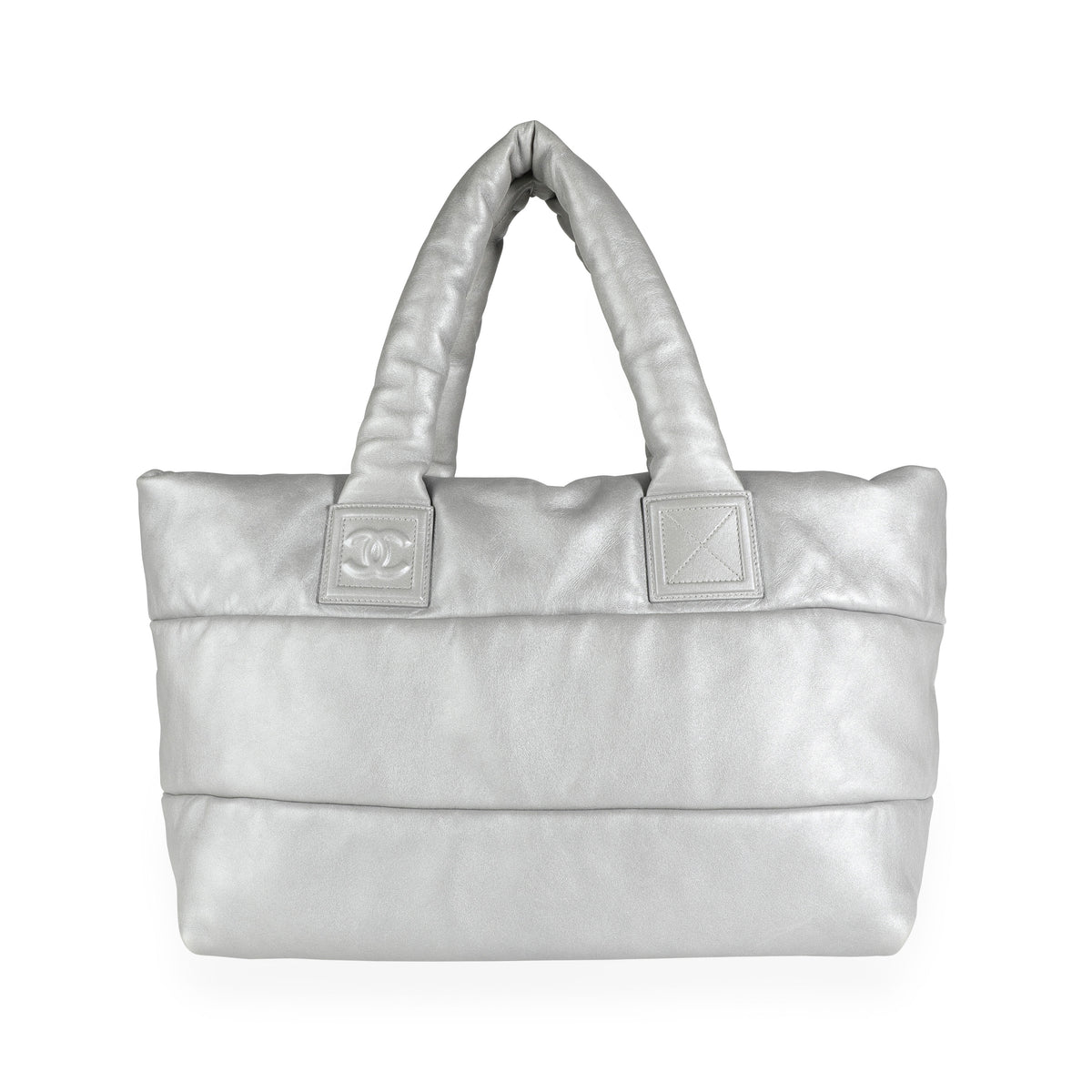 Chanel Silver & Navy Quilted Leather Coco Cocoon Reversible Tote | myGemma  | Item #111810