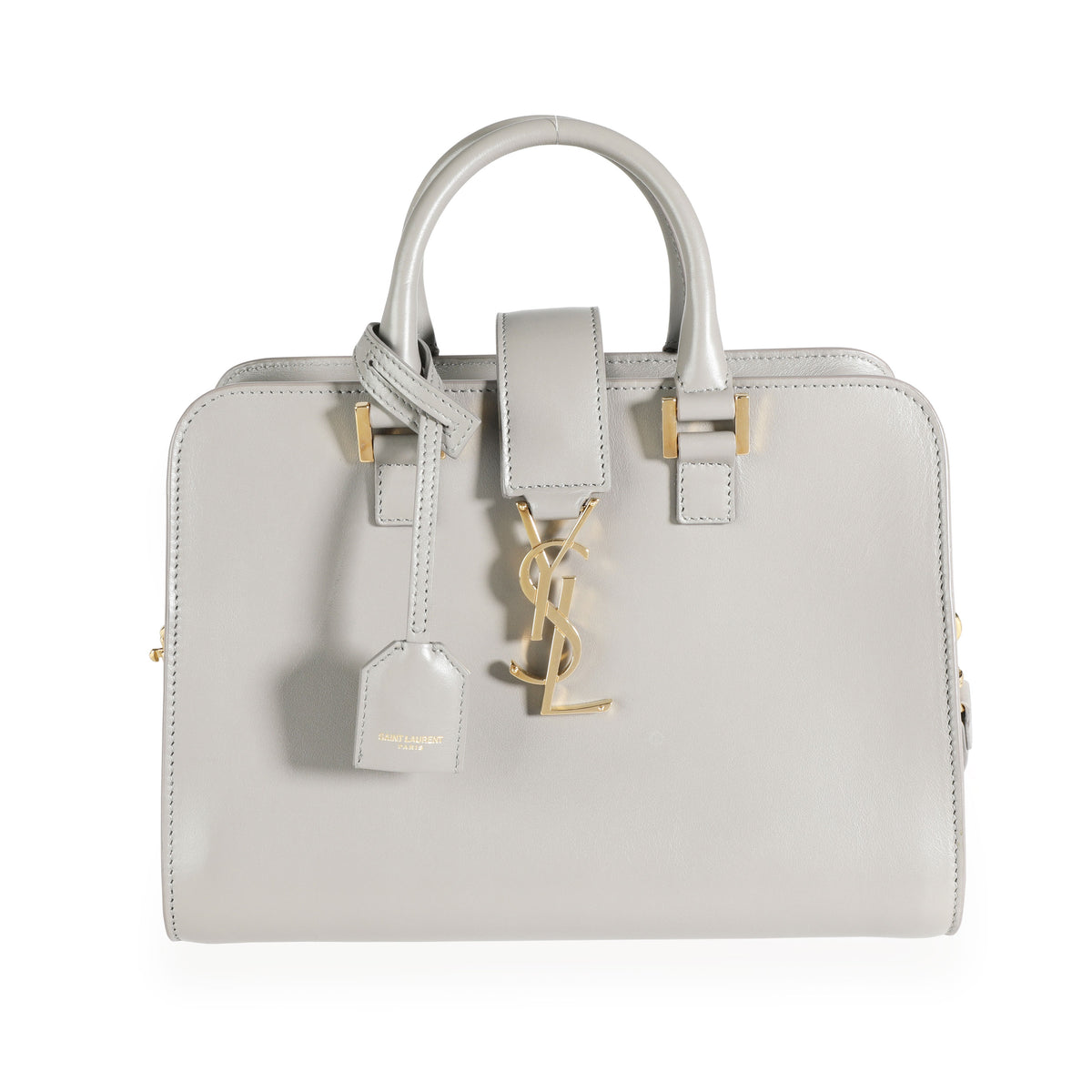 Saint Laurent White Leather Baby Monogram Cabas Tote at 1stDibs