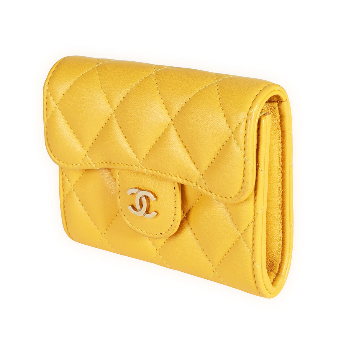 yellow chanel card holder