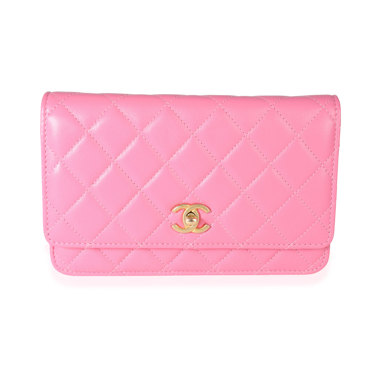 Chanel Lambskin Quilted Mini CC Pearl Crush Rectangular Flap Pink  Nice  Bag