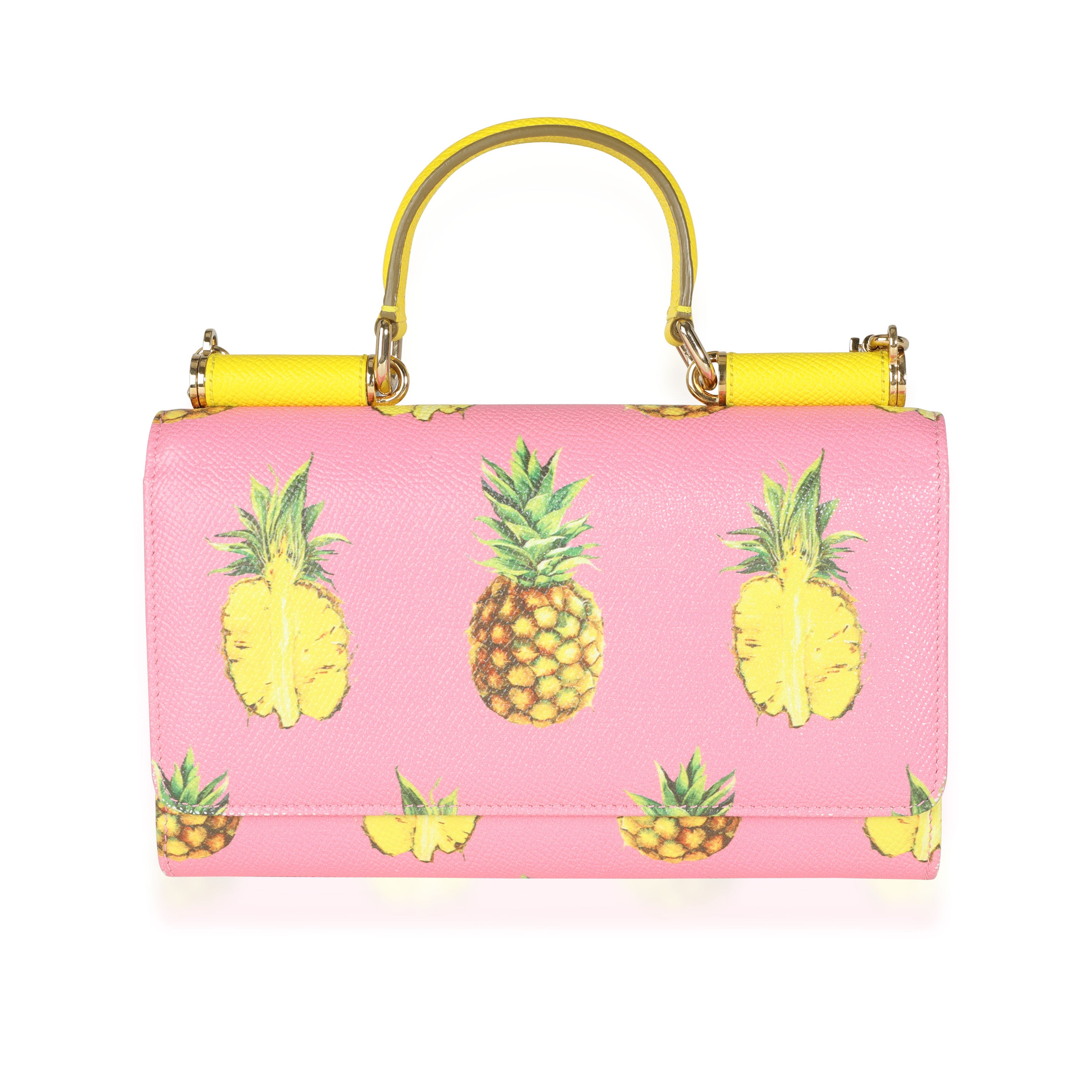 Dolce & Gabbana Pink & Yellow Pineapple Saffiano Miss Sicily Wallet on  Chain | myGemma | Item #115070