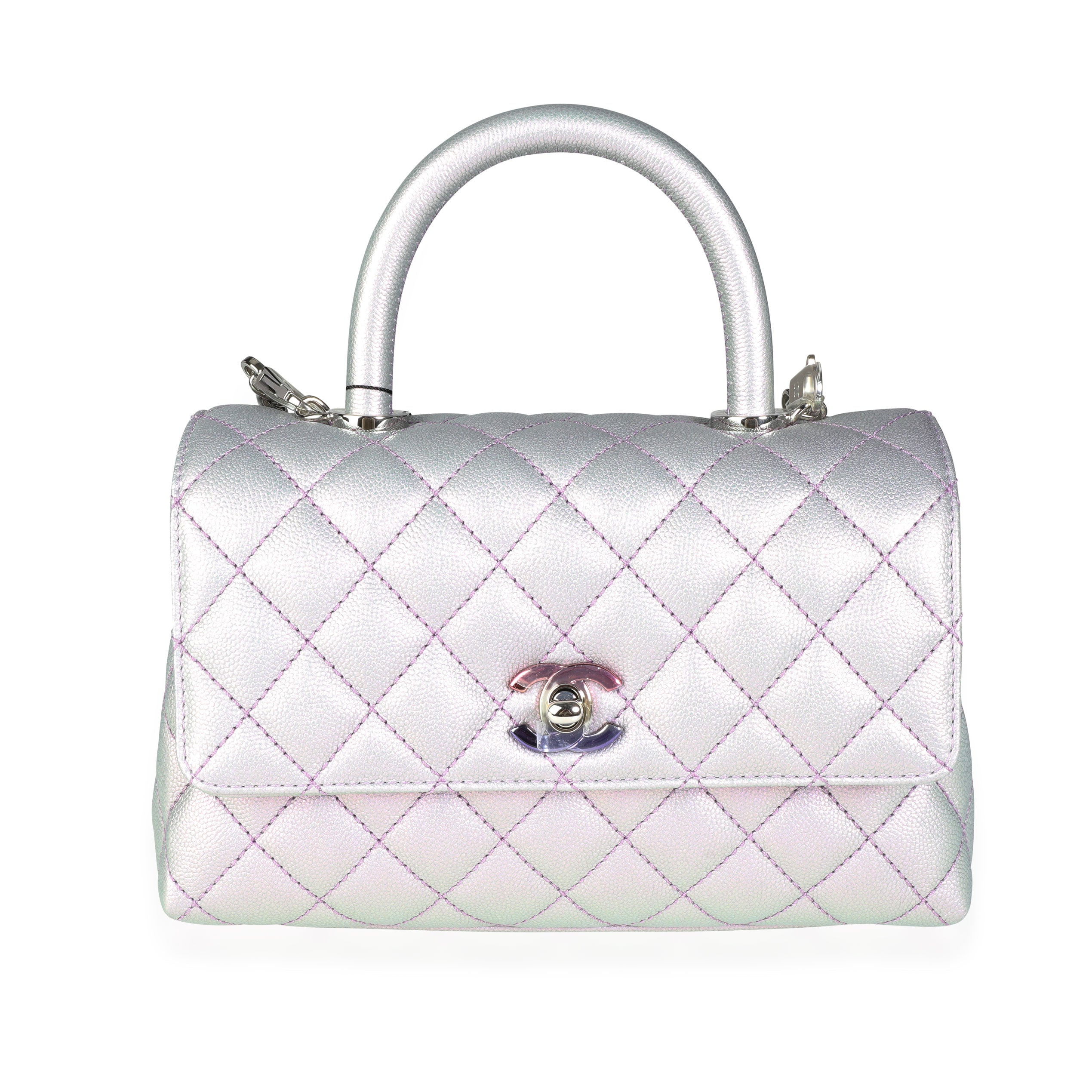 Chanel Light Purple Iridescent Quilted Caviar Small Coco Top Handle Bag |  myGemma | Item #115377