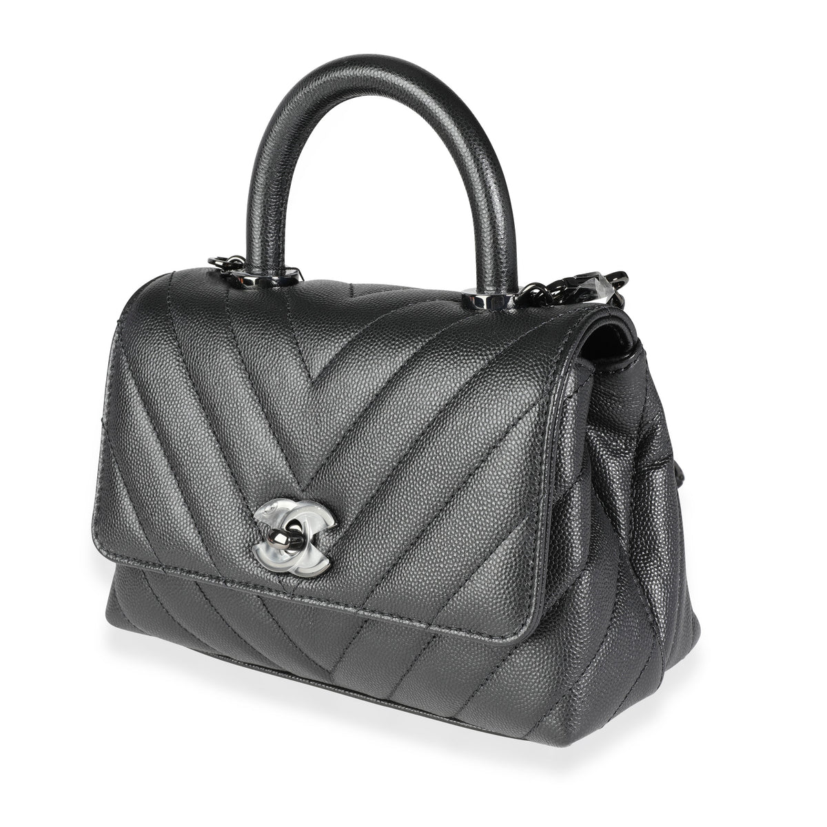 chanel coco handle chevron so black