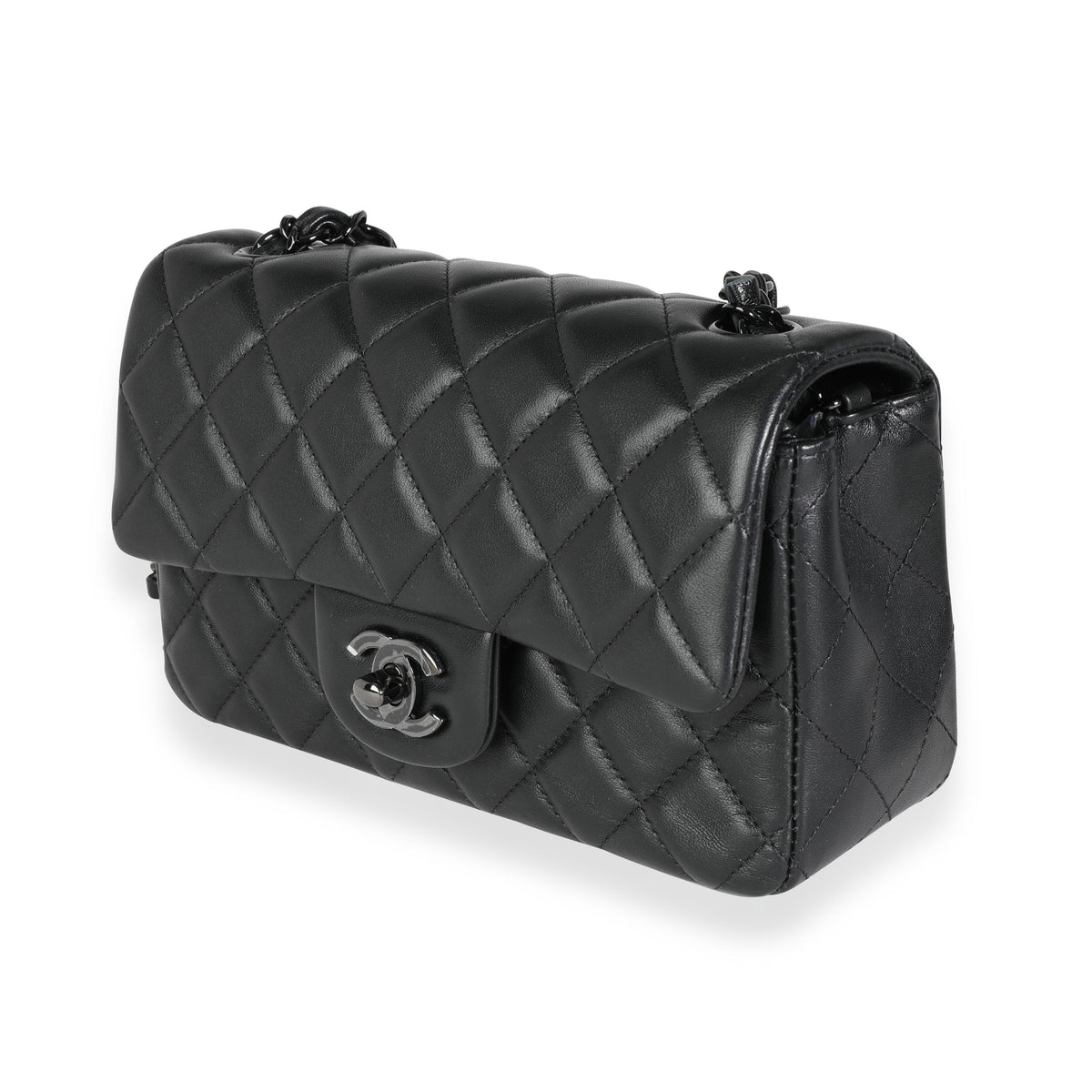 Chanel So Black Lambskin Mini Rectangular Classic Single Flap Bag | myGemma  | Item #115384
