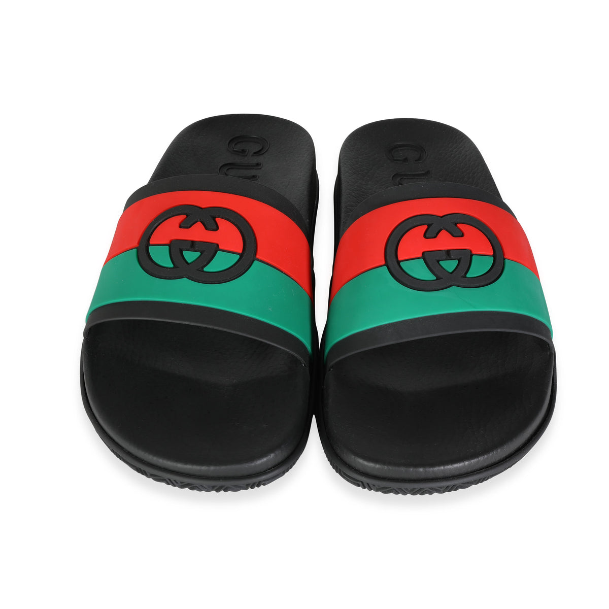 black red and green gucci slides