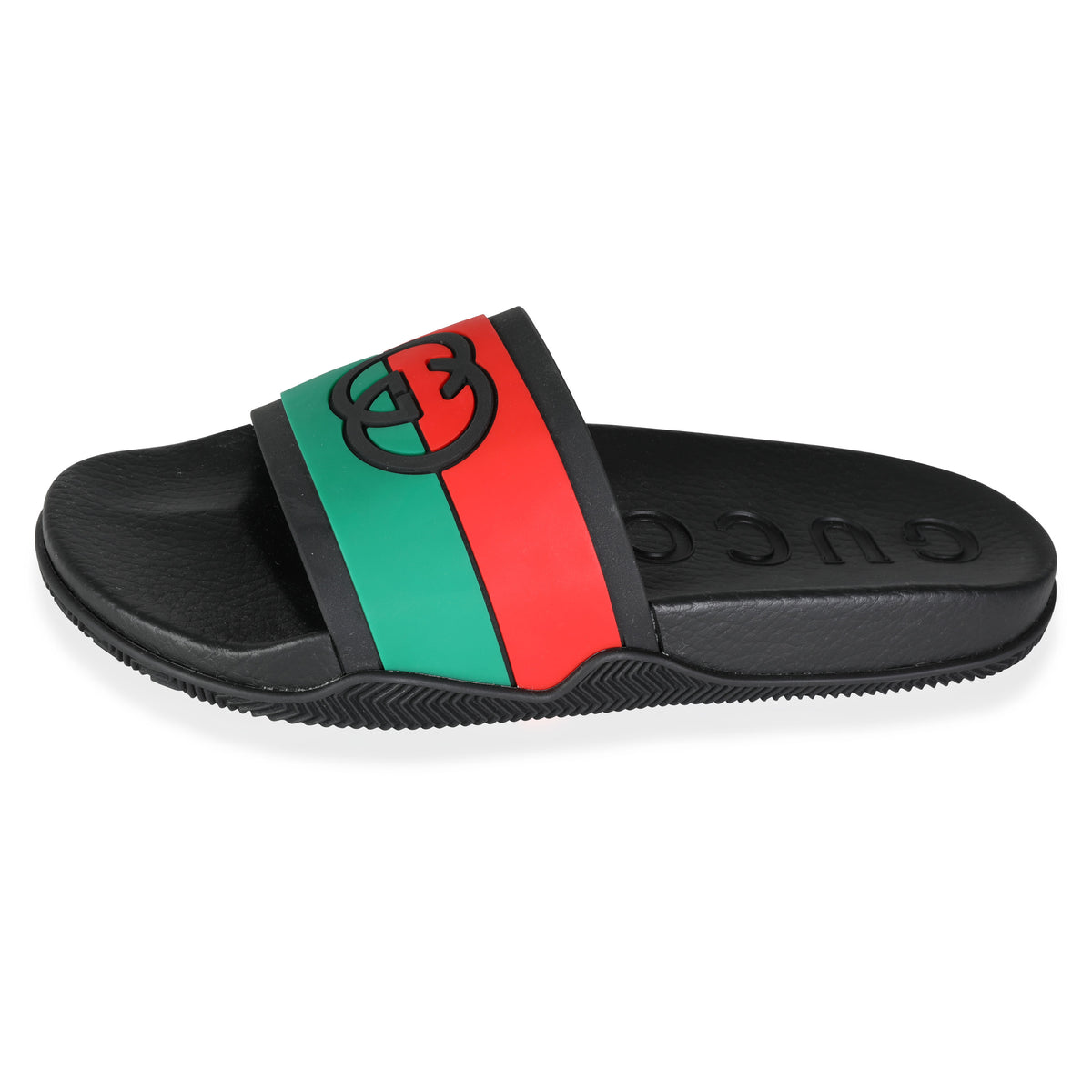 black red and green gucci slides