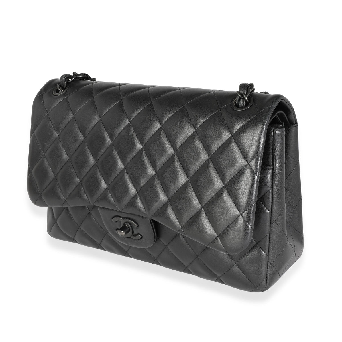 Chanel So Black Lambskin Jumbo Classic Double Flap Bag | myGemma | Item  #115496