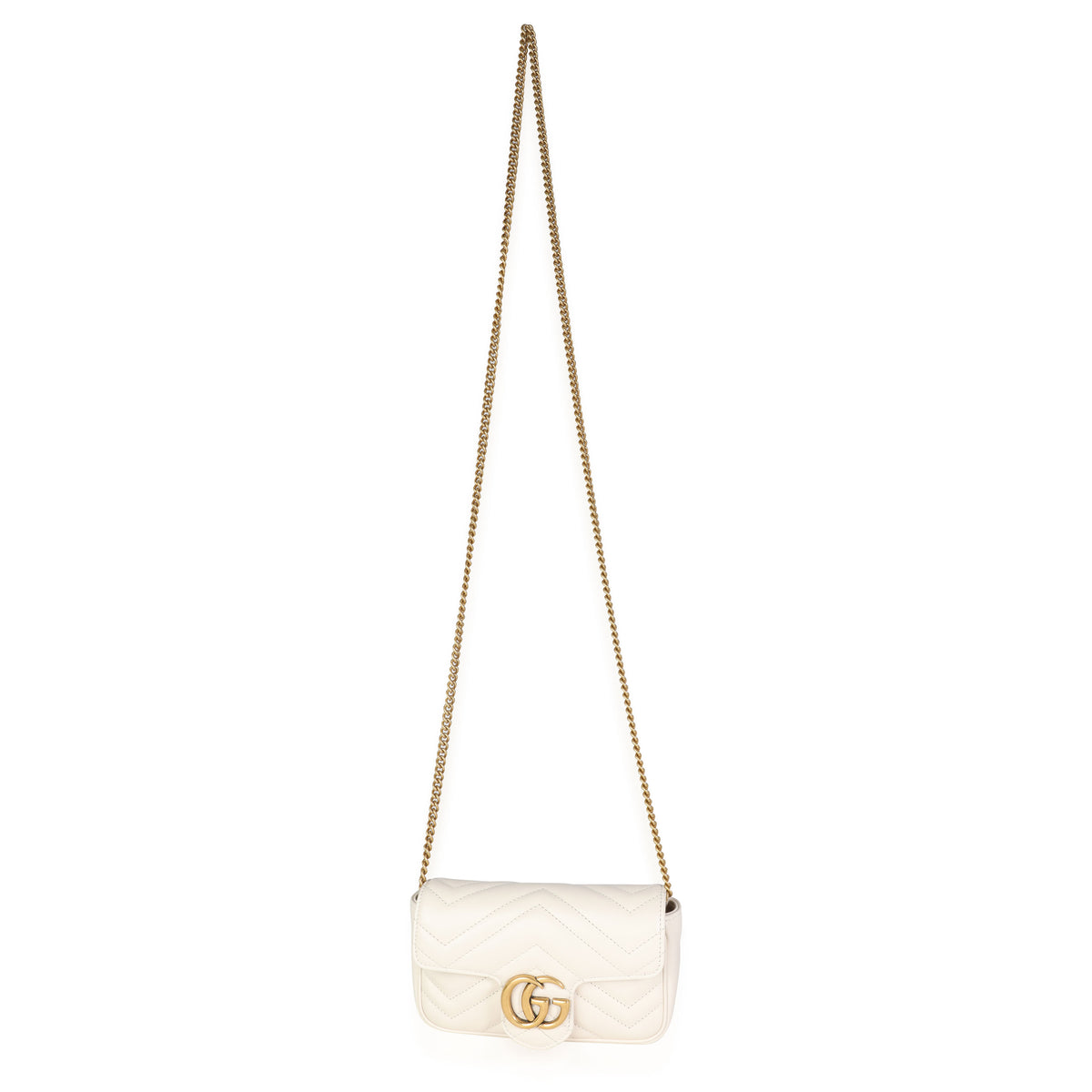 Gucci White Matelassé Marmont Super Mini Bag