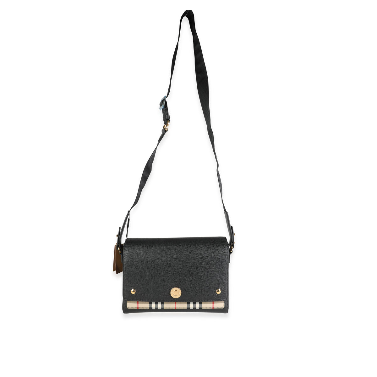 Burberry Black Leather & Vintage Check Medium Note Crossbody Bag | myGemma  | Item #116293