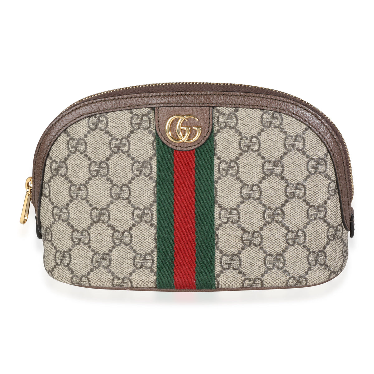 Gucci Brown Leather & GG Supreme Web Ophidia Large Cosmetic Case | myGemma  | Item #116308