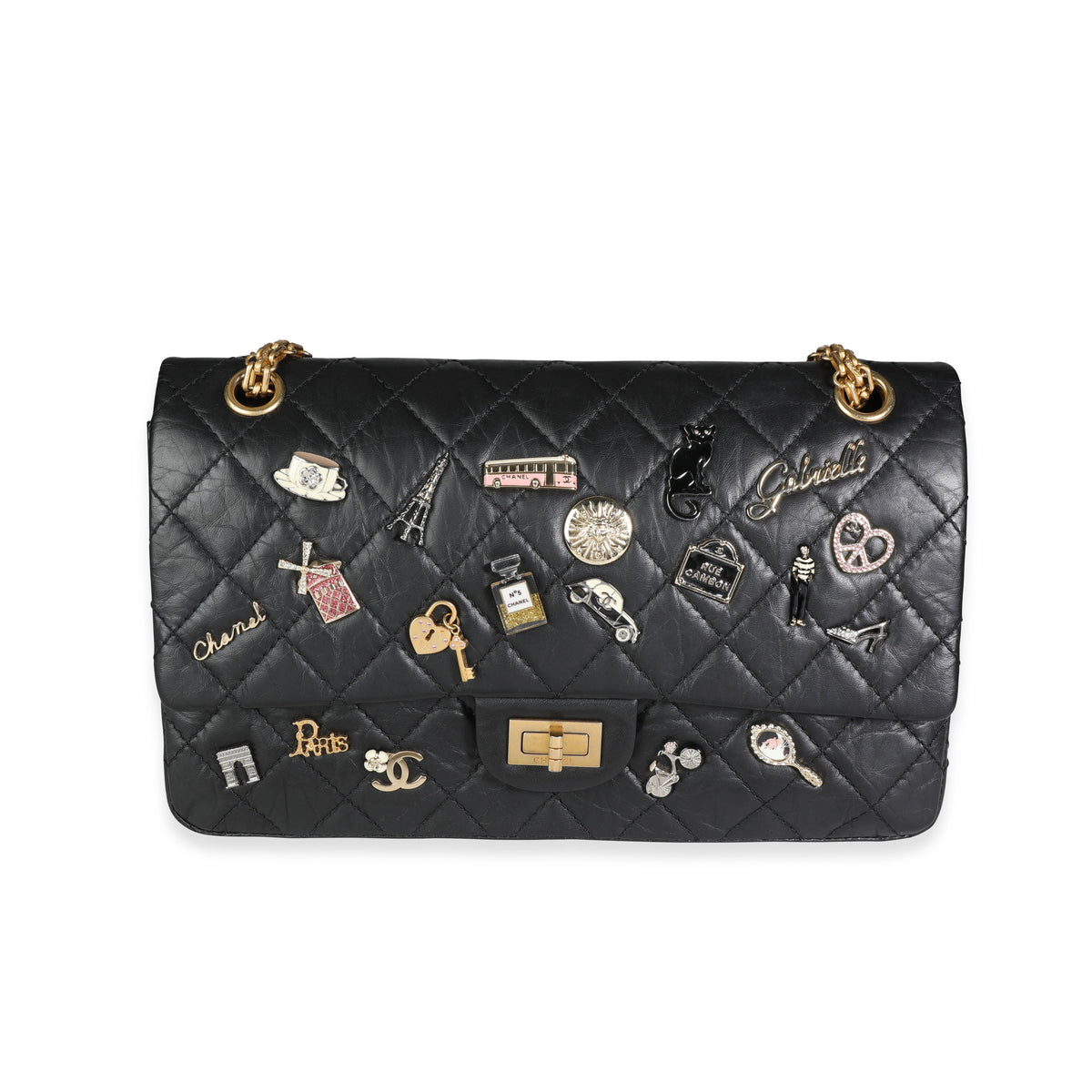 Chanel Lucky Charms Reissue 225 Double Flap Bag  Black Crossbody Bags  Handbags  CHA883743  The RealReal