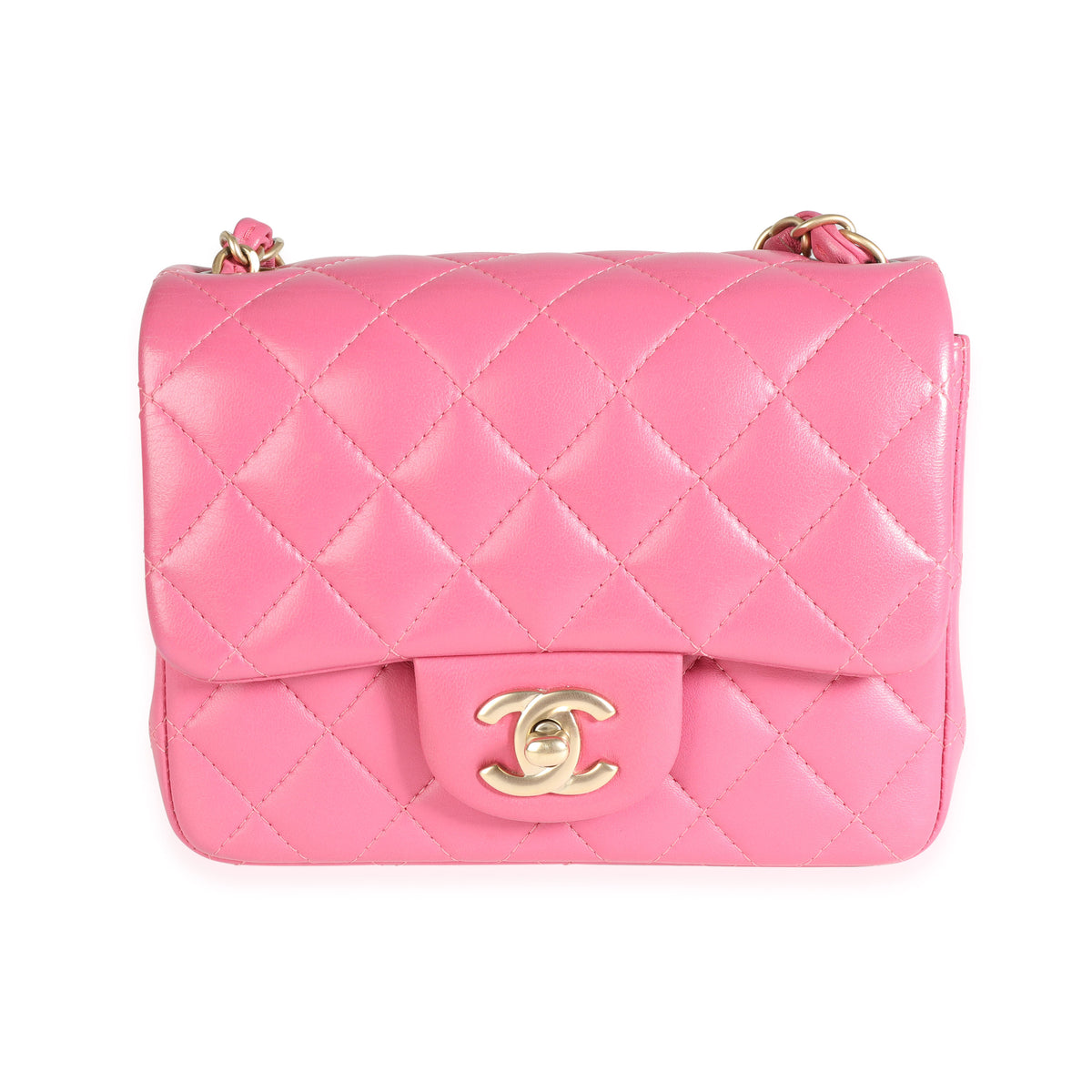 Chanel Pink Quilted Lambskin Square Mini Classic Flap Bag | myGemma | Item  #116595