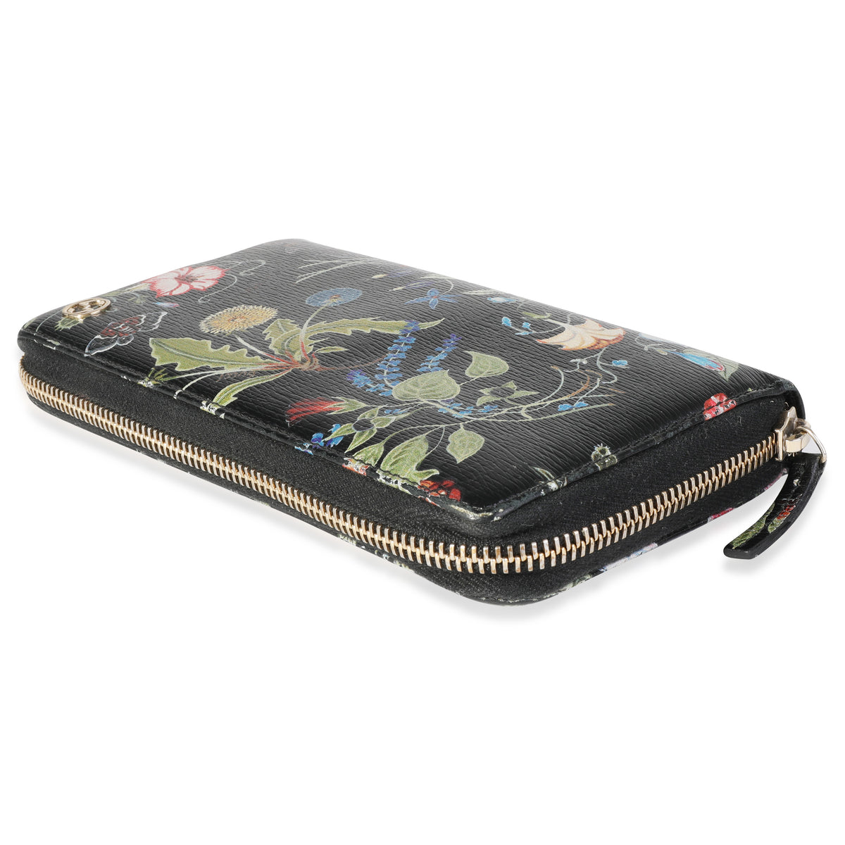 Gucci x Kris Knight Black Floral Leather Zip-Around Wallet | myGemma ...