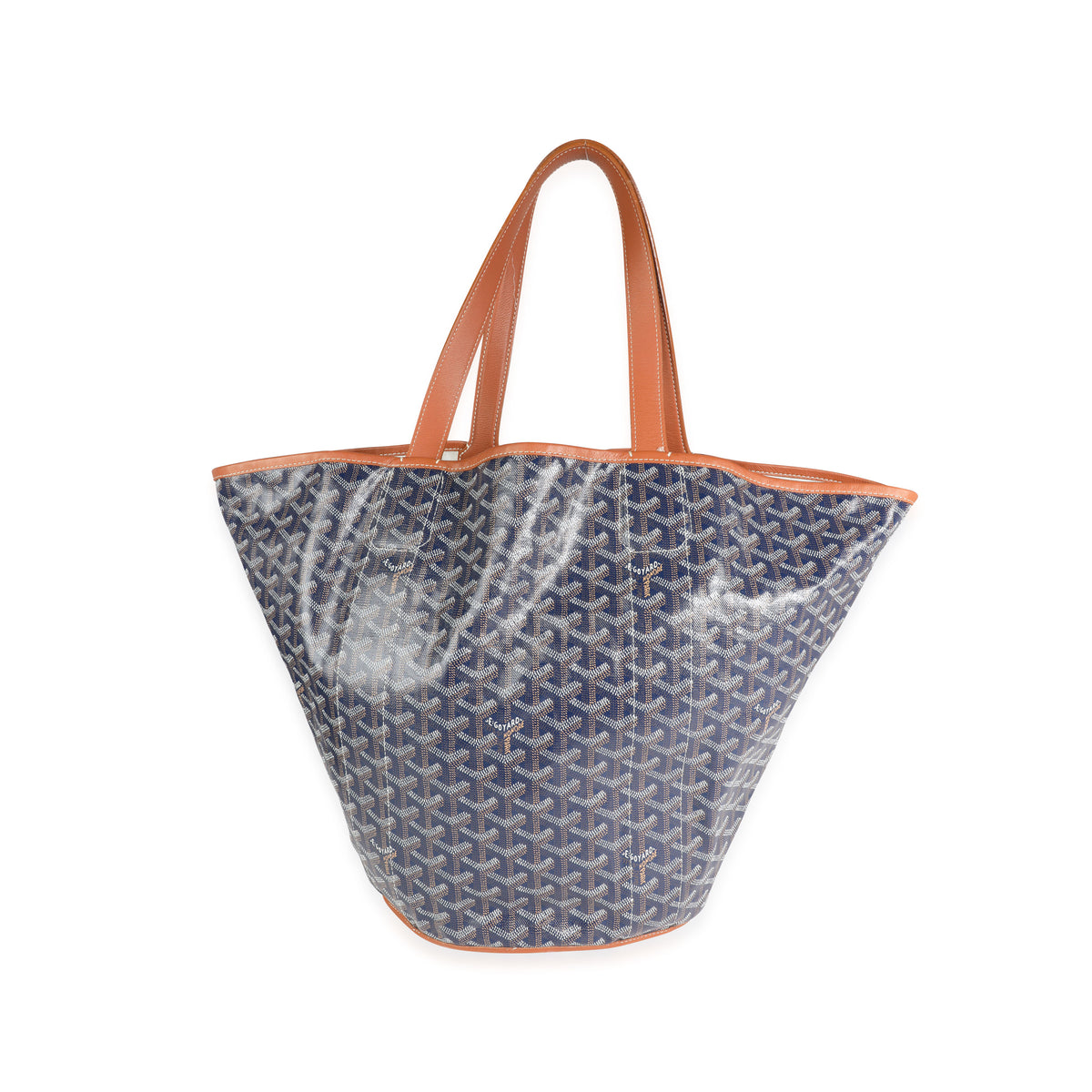 Goyard Navy Goyardine Canvas & Gold Leather Belharra Reversible Tote ...