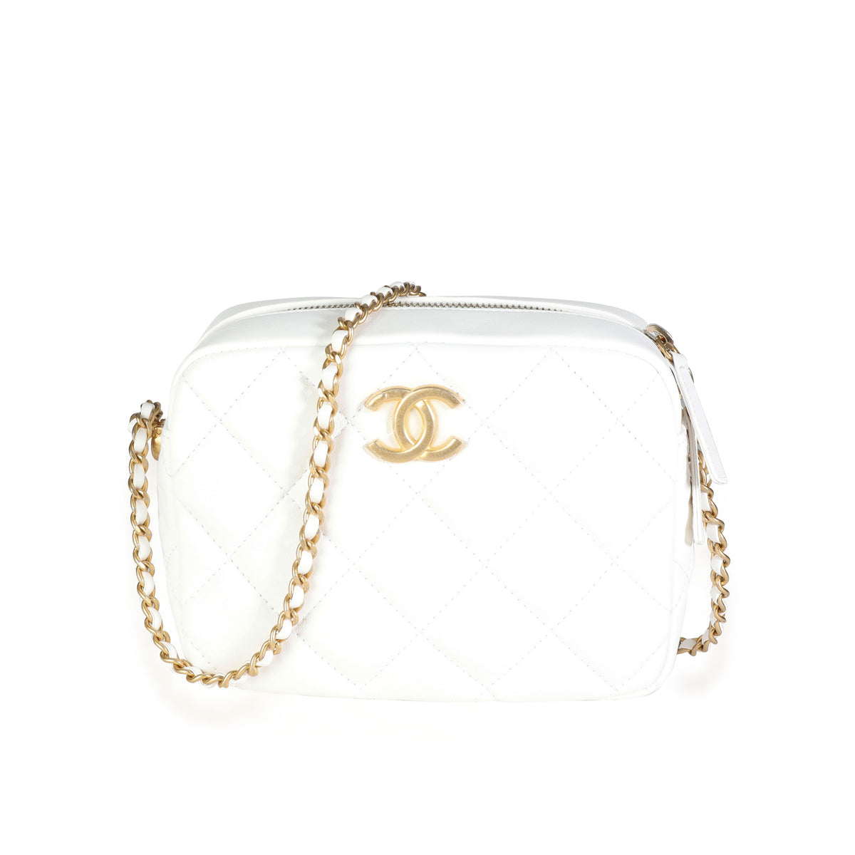 chanel white quilted purse