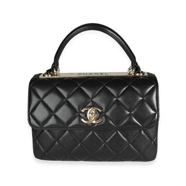 lambskin quilted small trendy cc dual handle flap bag black