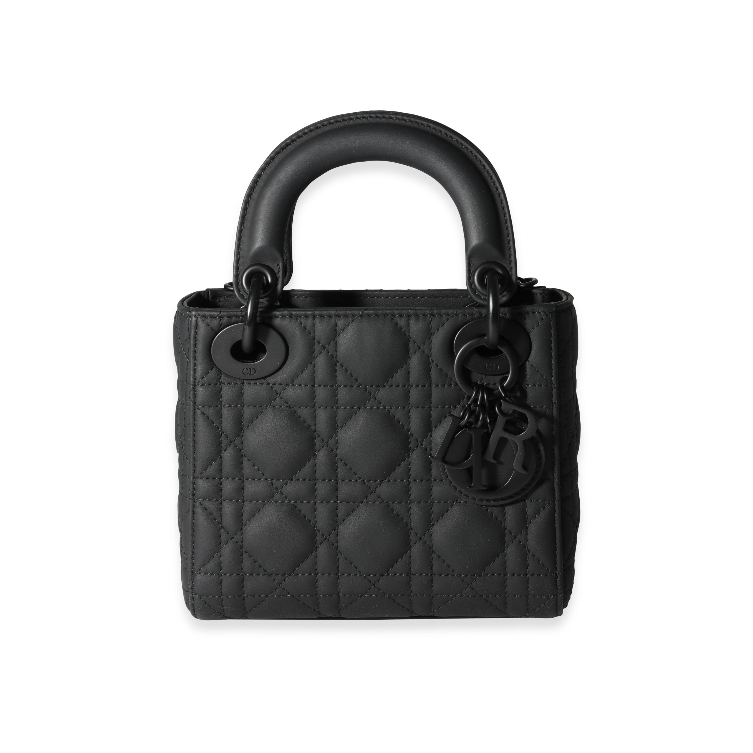 Dior Black Ultramatte Cannage Calfskin Mini Lady Dior Bag | Barnebys