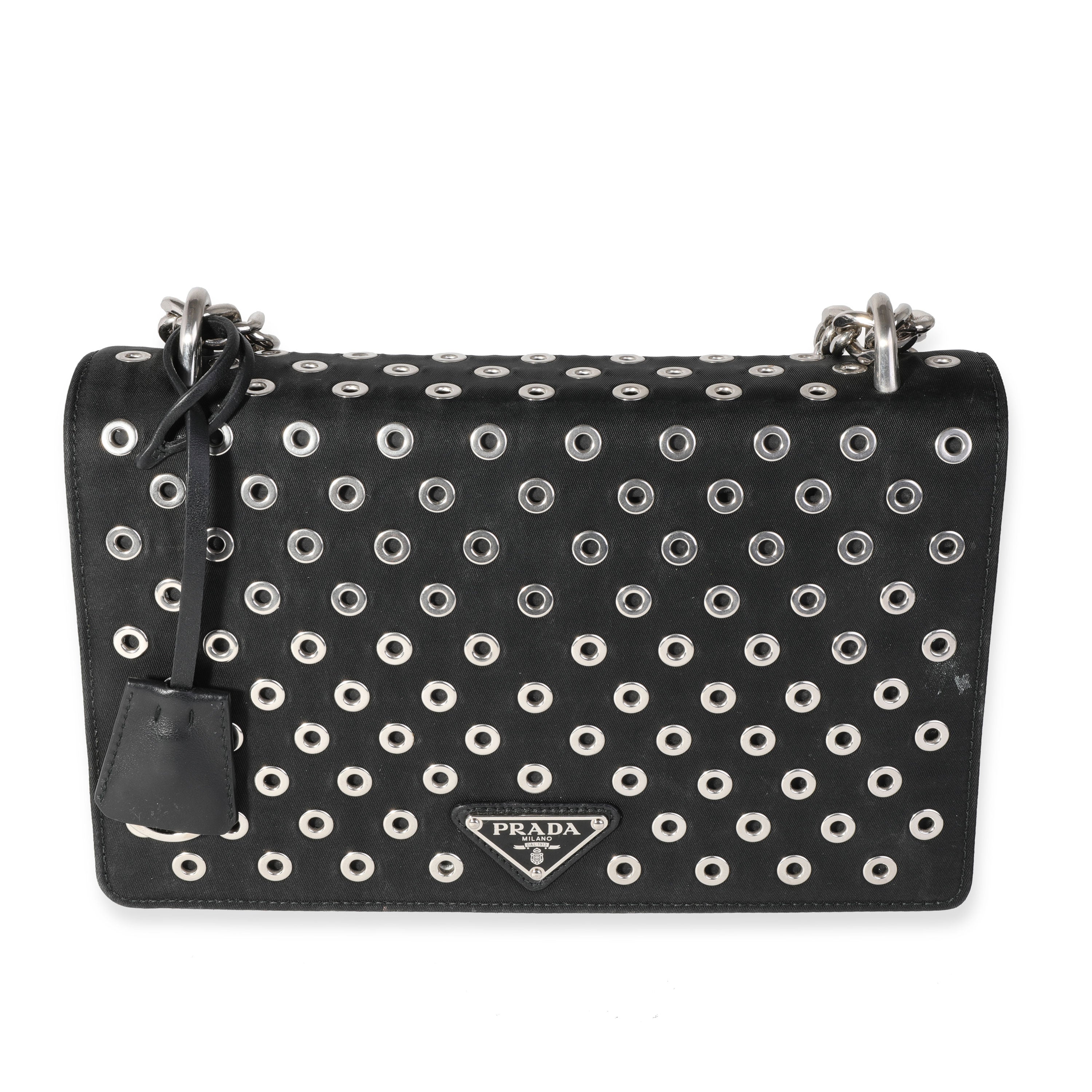 Prada Black Nylon and Leather Grommet Shoulder Bag | myGemma | Item #118129