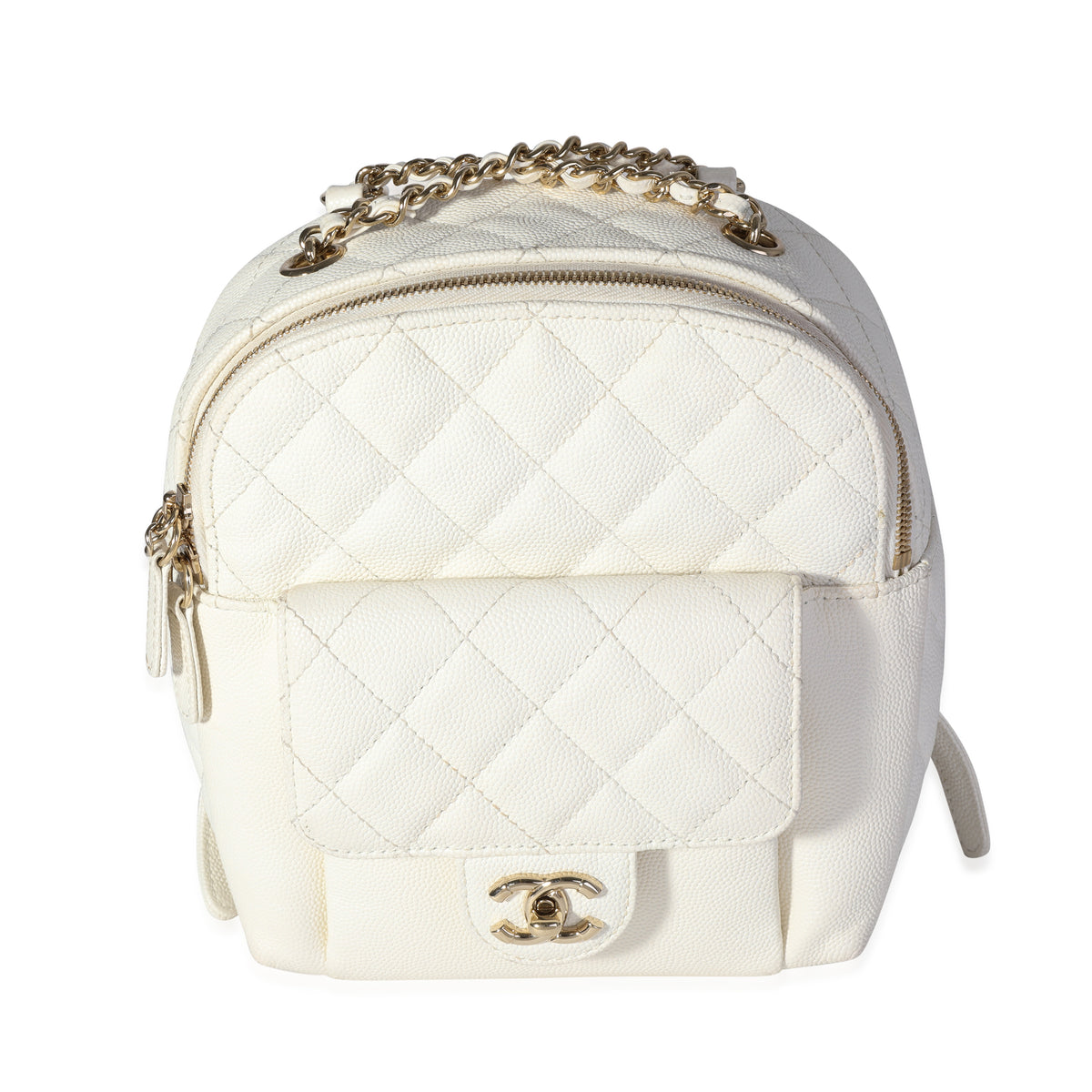 Overgivelse større Erfaren person Chanel White Quilted Caviar CC Day Backpack | myGemma | NL | Item #118742