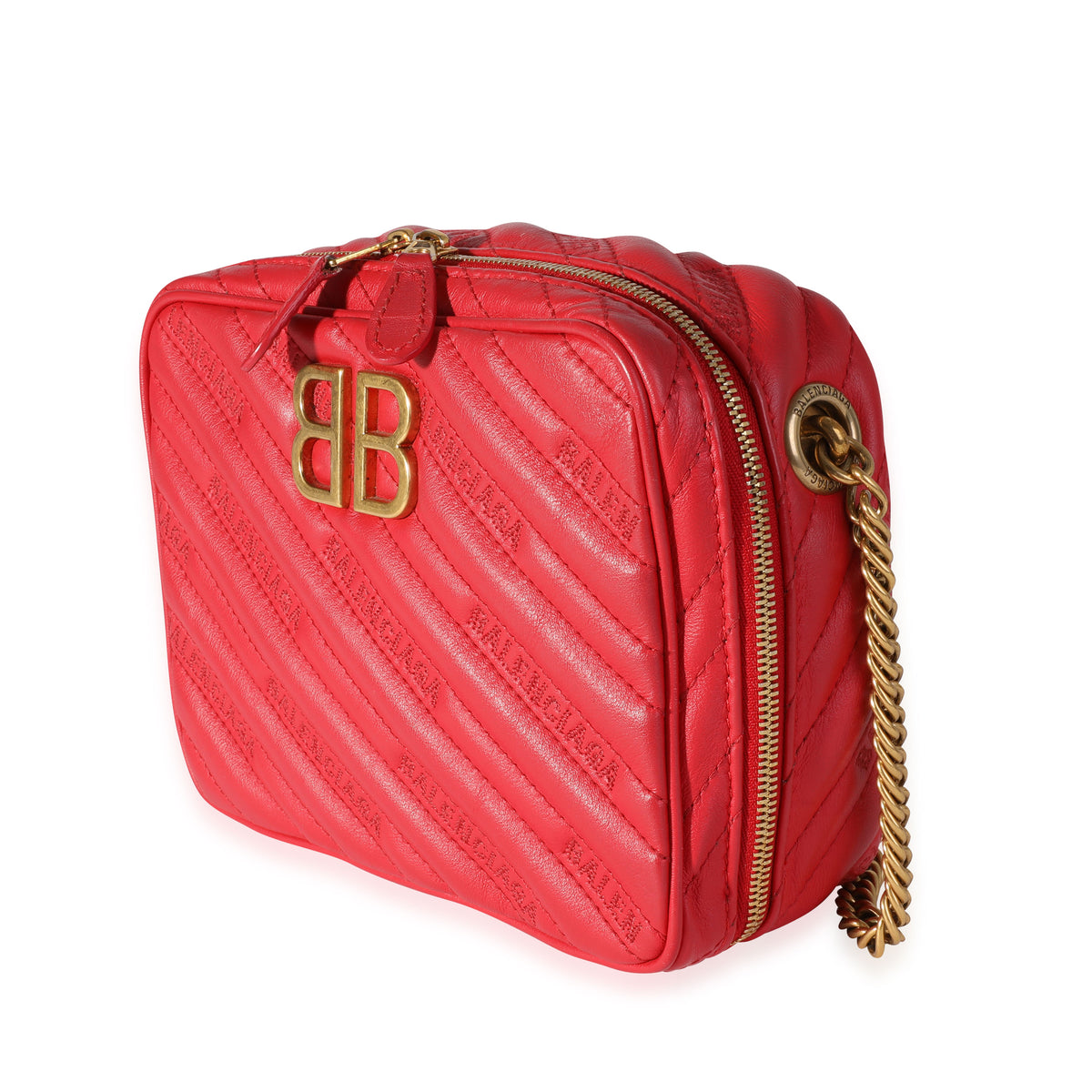 Balenciaga Red Quilted Leather XS BB Reporter Bag