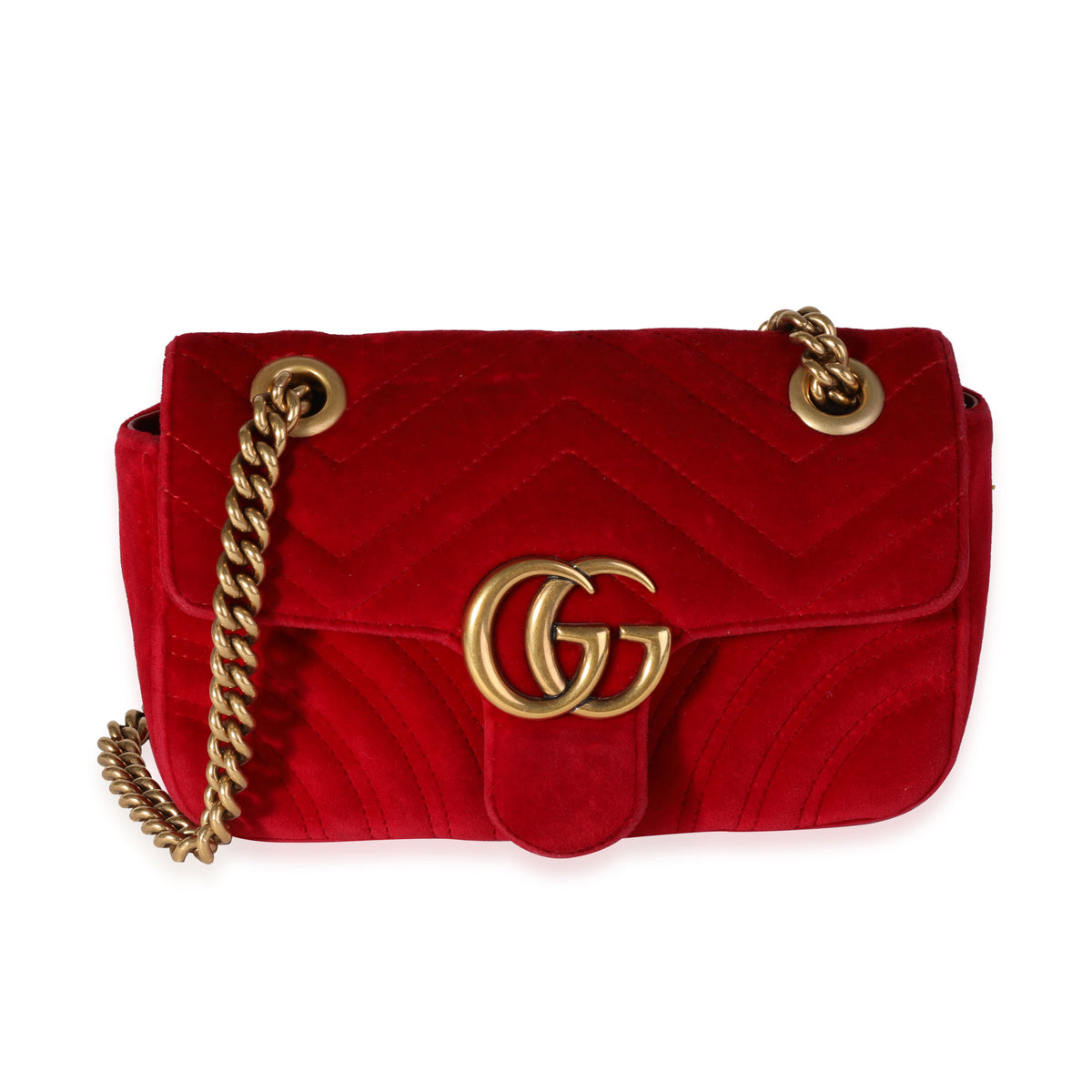 Gucci Red Velvet Matelassé Mini Marmont Shoulder Bag | myGemma | Item  #120017