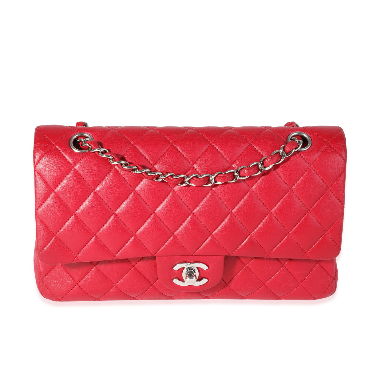 BNIB CHANEL Lambskin Quilted Jumbo Red Double Flap Bag Gunmetal Hardware   eBay