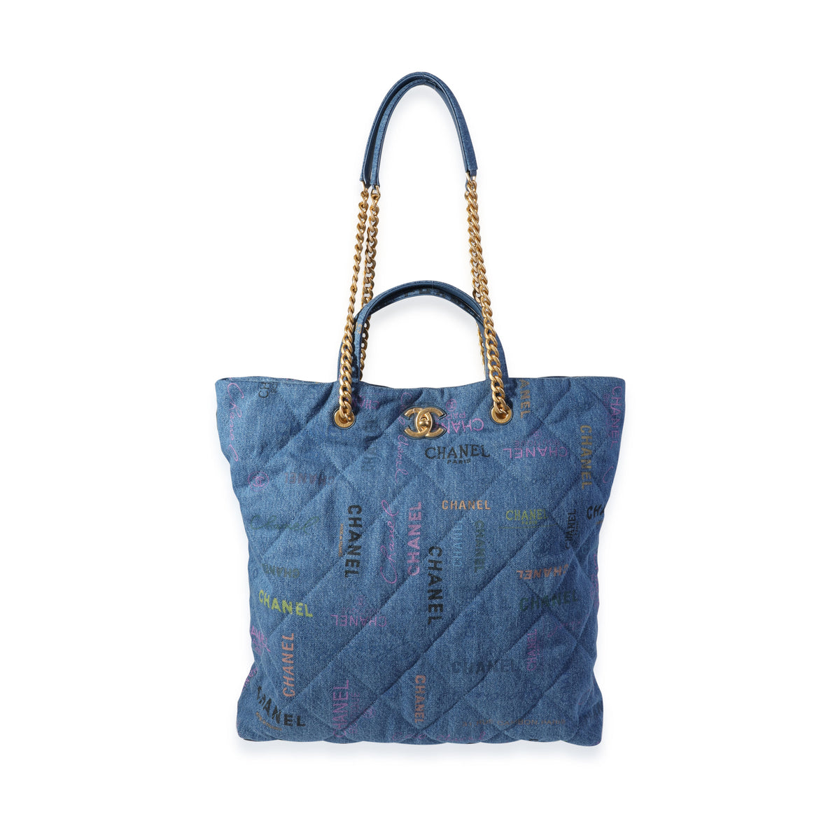 Chanel Blue & Multicolor Quilted Mood Shopping Tote | myGemma | Item #120363