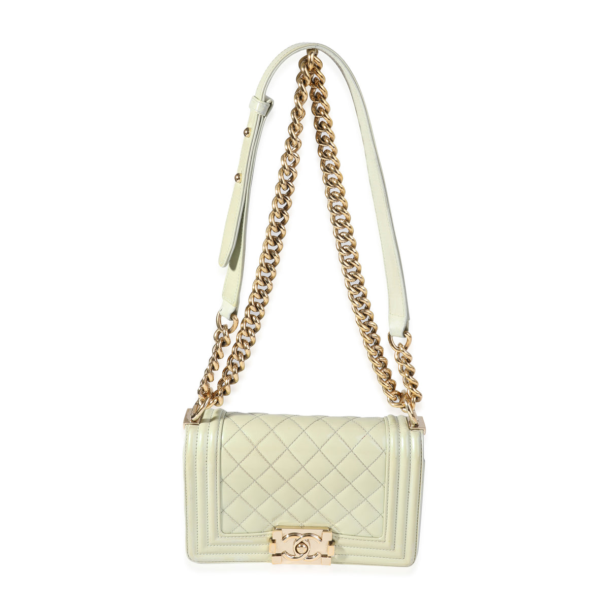 Chanel Light Green Quilted Patent Leather Small Boy Bag MyGemma Item  #120696