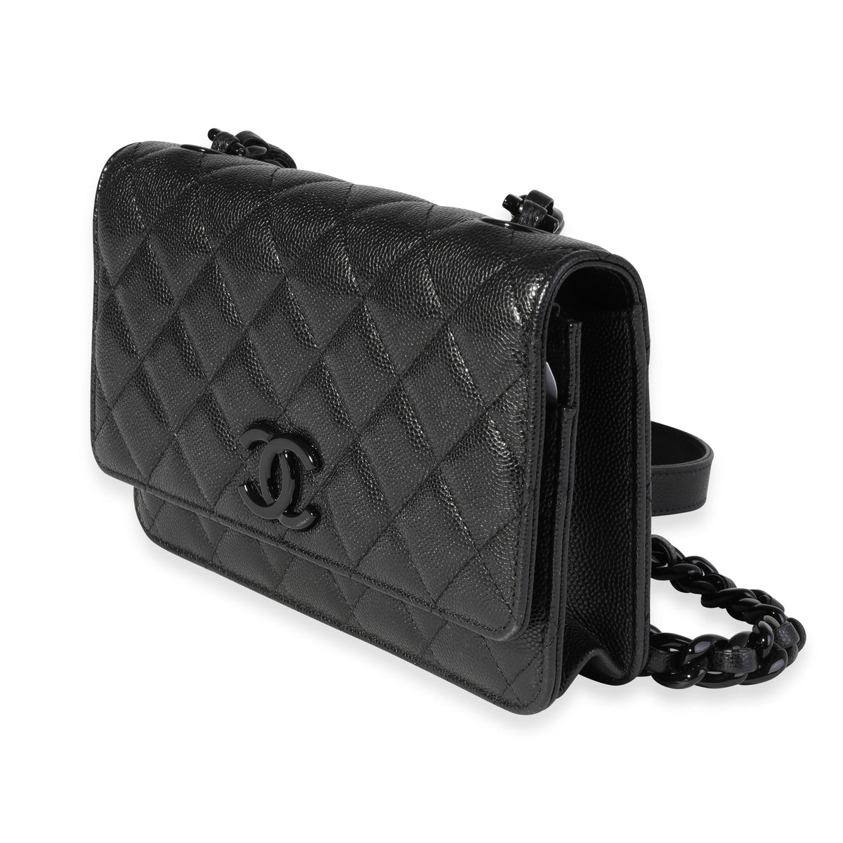 Chanel  So Black Caviar Boy Long Clip Wallet  Large TC