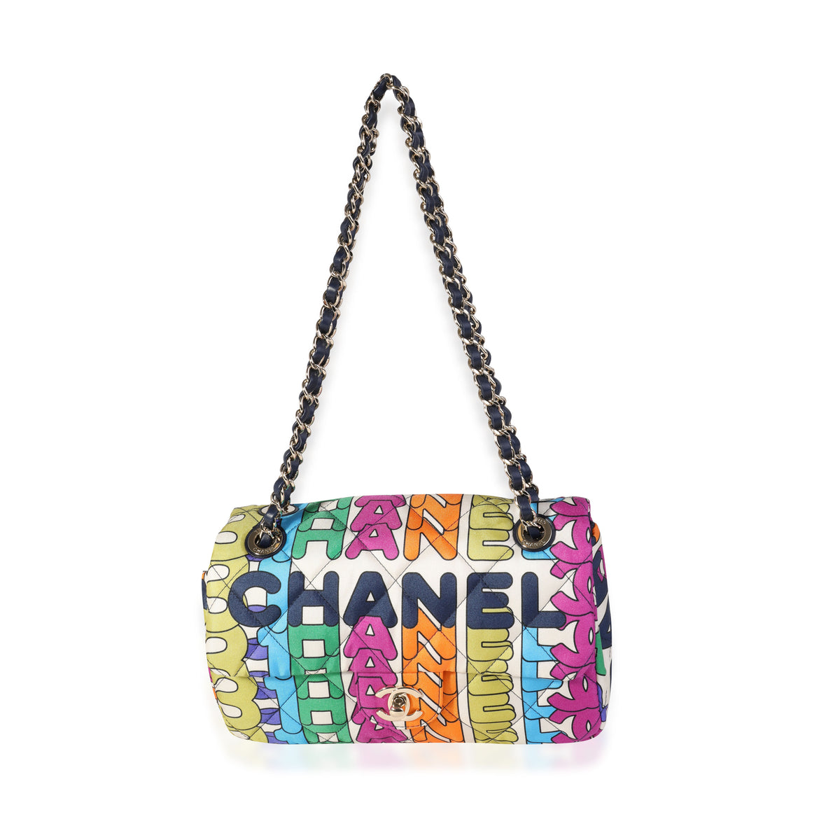 Chanel Rainbow Logo Nylon Single Flap Bag | myGemma | Item #121558
