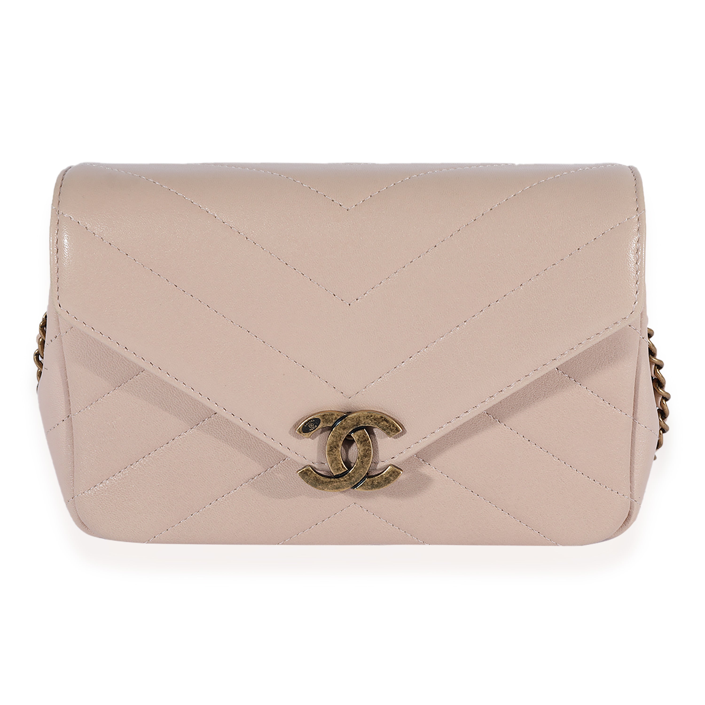 Chanel Beige Chevron Leather Mini Coco Envelope Flap Bag  myGemma  FR   Item 121886