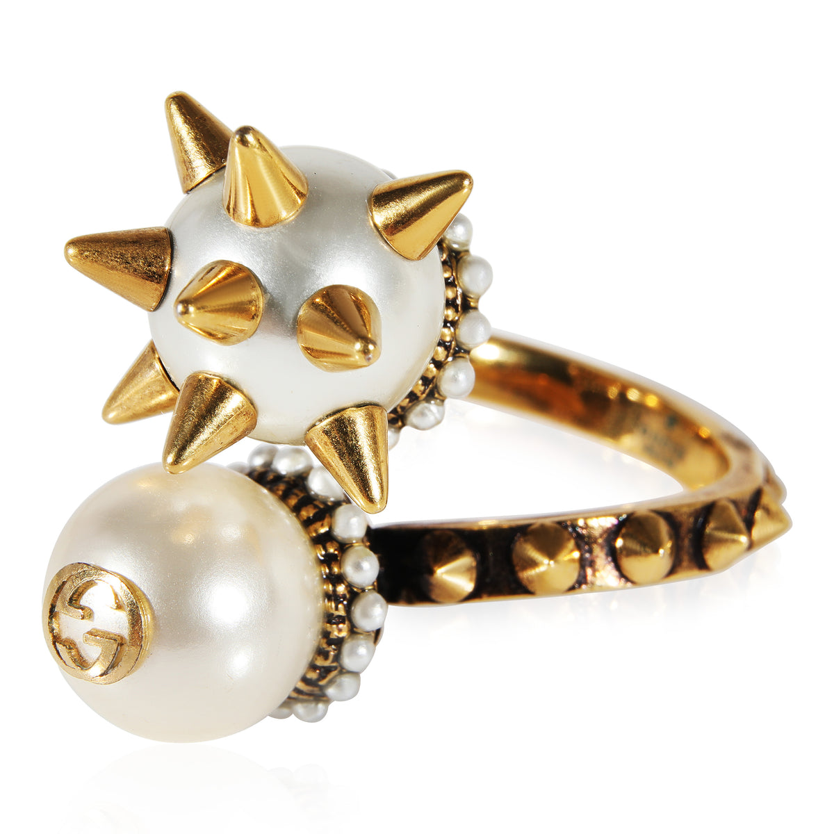 Gucci Gold Faux Pearl Spike Cocktail Ring | myGemma | DE | Item #122132