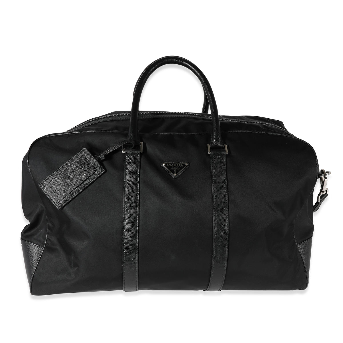 Prada Black Re-Nylon & Saffiano Leather Duffle Bag | myGemma | Item #122358