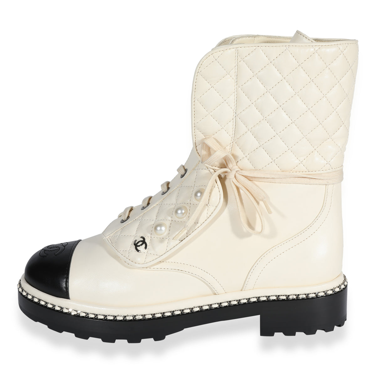 Chanel Pearl Heels Boots  Designer WishBags